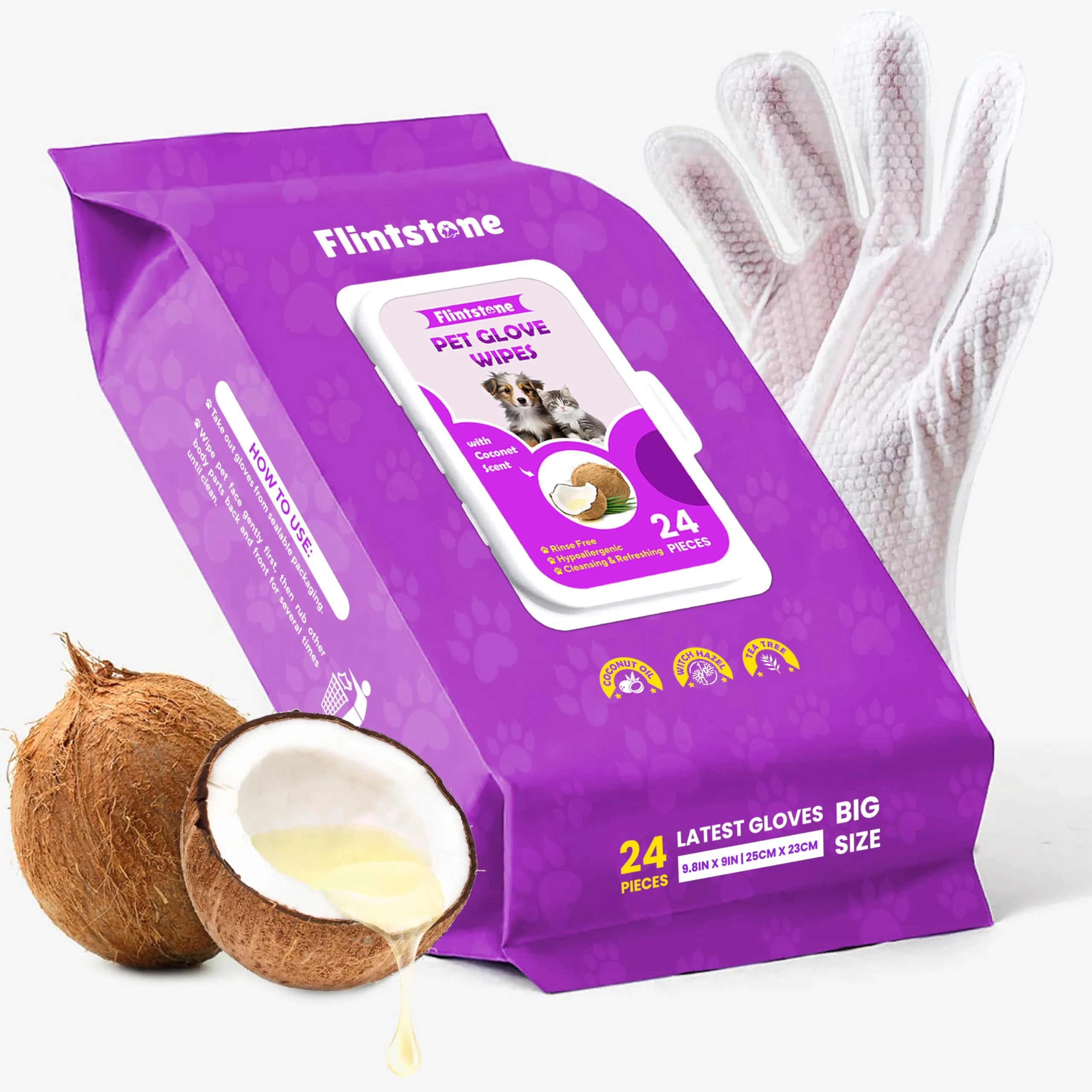 Specialty Flintstone Dog Wipes Cleaning Deodorizing – Extra Thick Wet Wipes for Paws Butt 24pcs Trusted