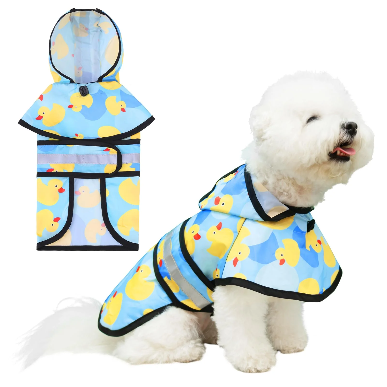Refined KOOLTAIL Dog Raincoat Hooded Slicker Poncho with Leash Hole – Waterproof Reflective Yellow Duck Small Trusted