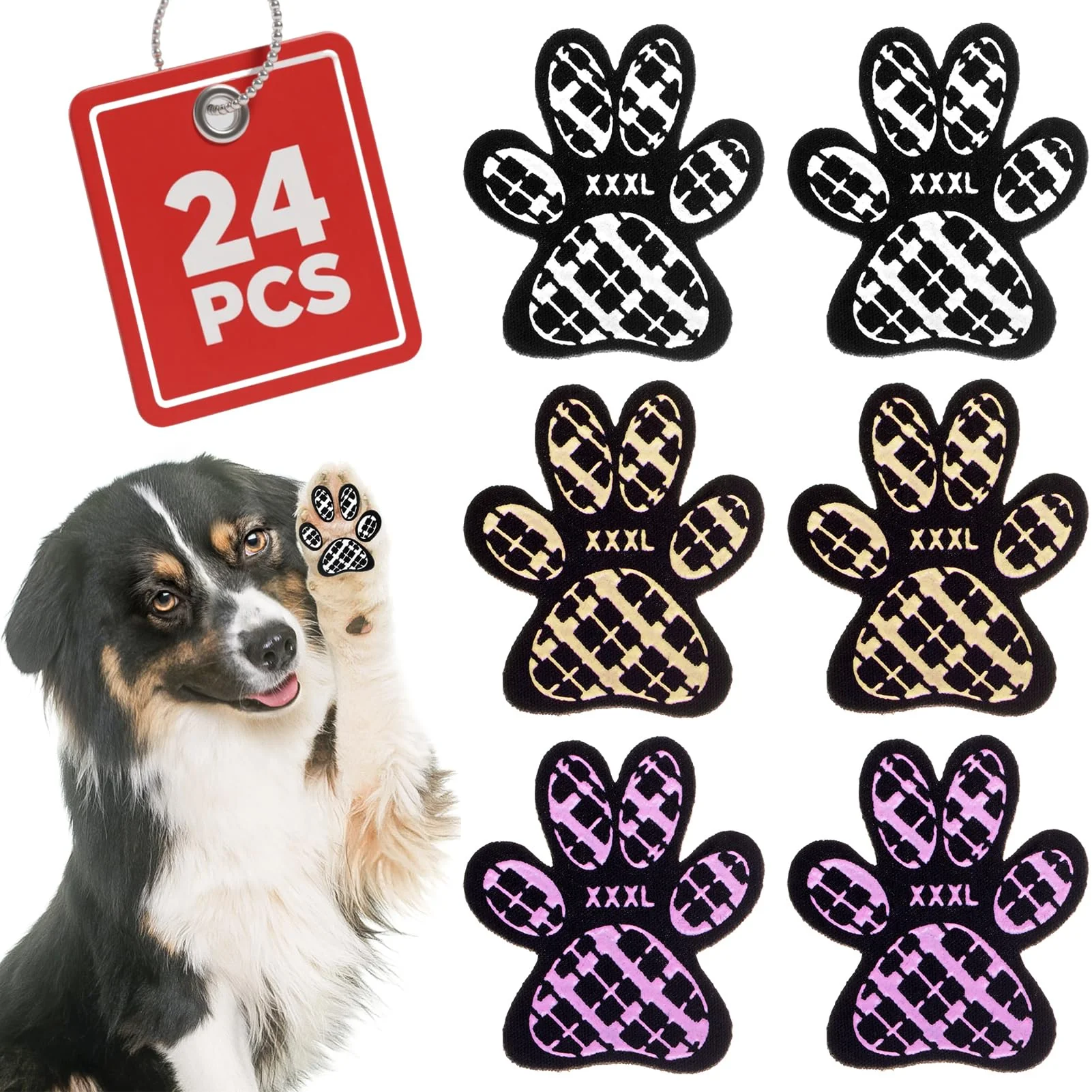 Innovative BEAUTYZOO Dog Paw Protector – Anti-Slip Paw Pads for Traction on Hardwood Floors 24 pcs 6 Sets M Smooth