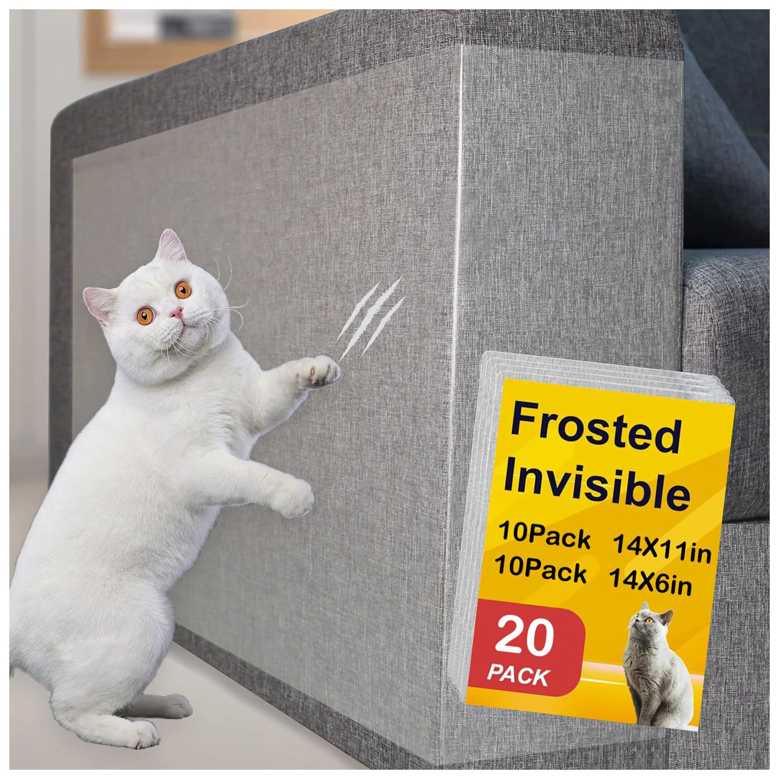 Green AOUKAR Anti-Cat Scratch Furniture Protector – 20-Pack Clear Sofa Guard Tape Smooth