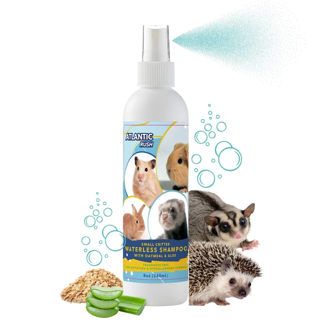 Eco-Friendly Atlantic Rush Waterless Shampoo for Small Critters – No-Rinse Fragrance 8oz Breathable
