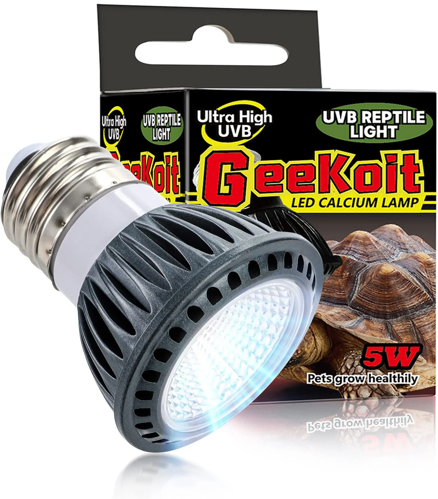 Superior GeeKoit Premium 5W High-Intensity UVB Desert Light – 10.0 UVB for Bearded Dragons Tortoises Environmentally Friendly