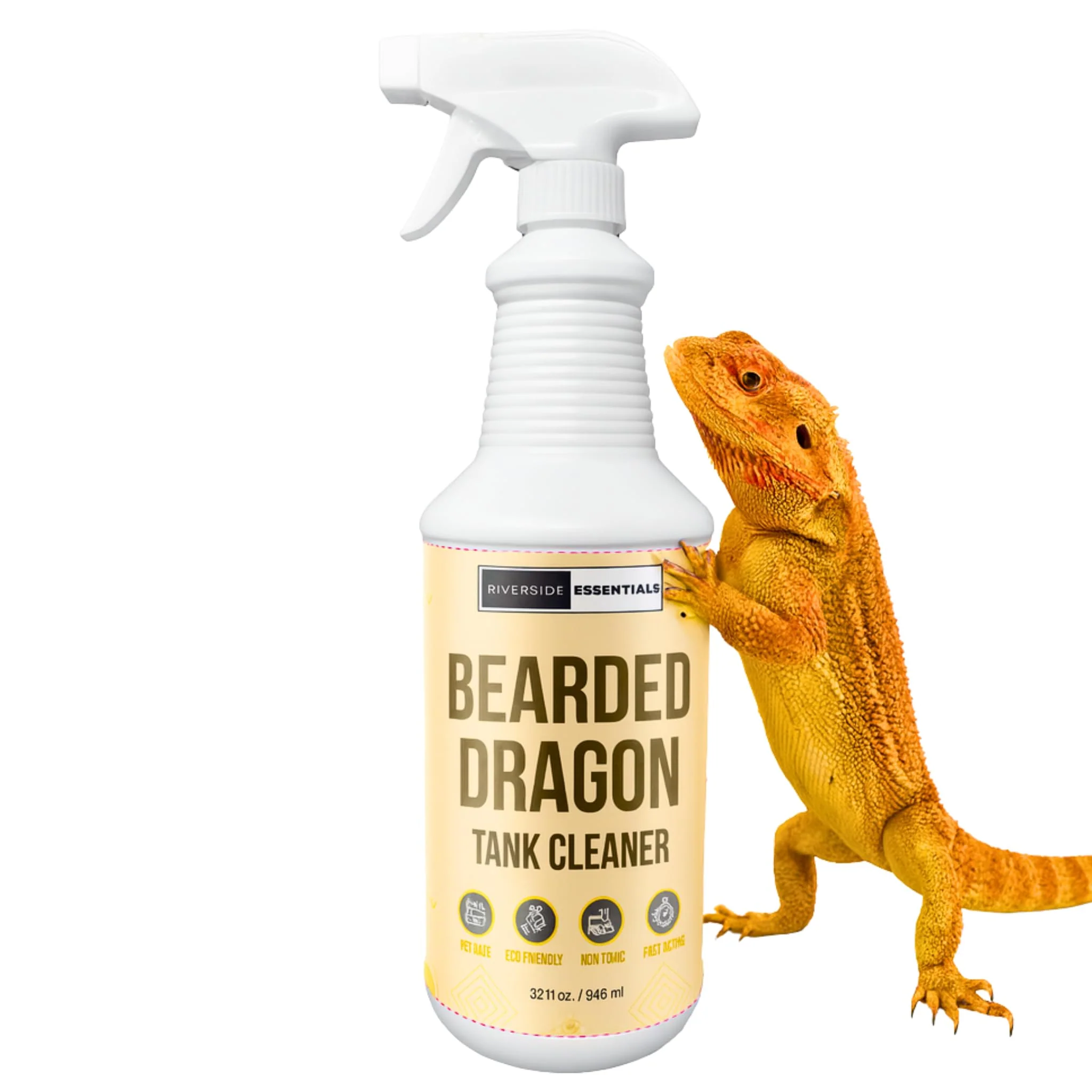 Consistent Riverside Essentials Bearded Dragon Tank Cleaner – 32oz No-Rinse Spray for Terrariums High-End