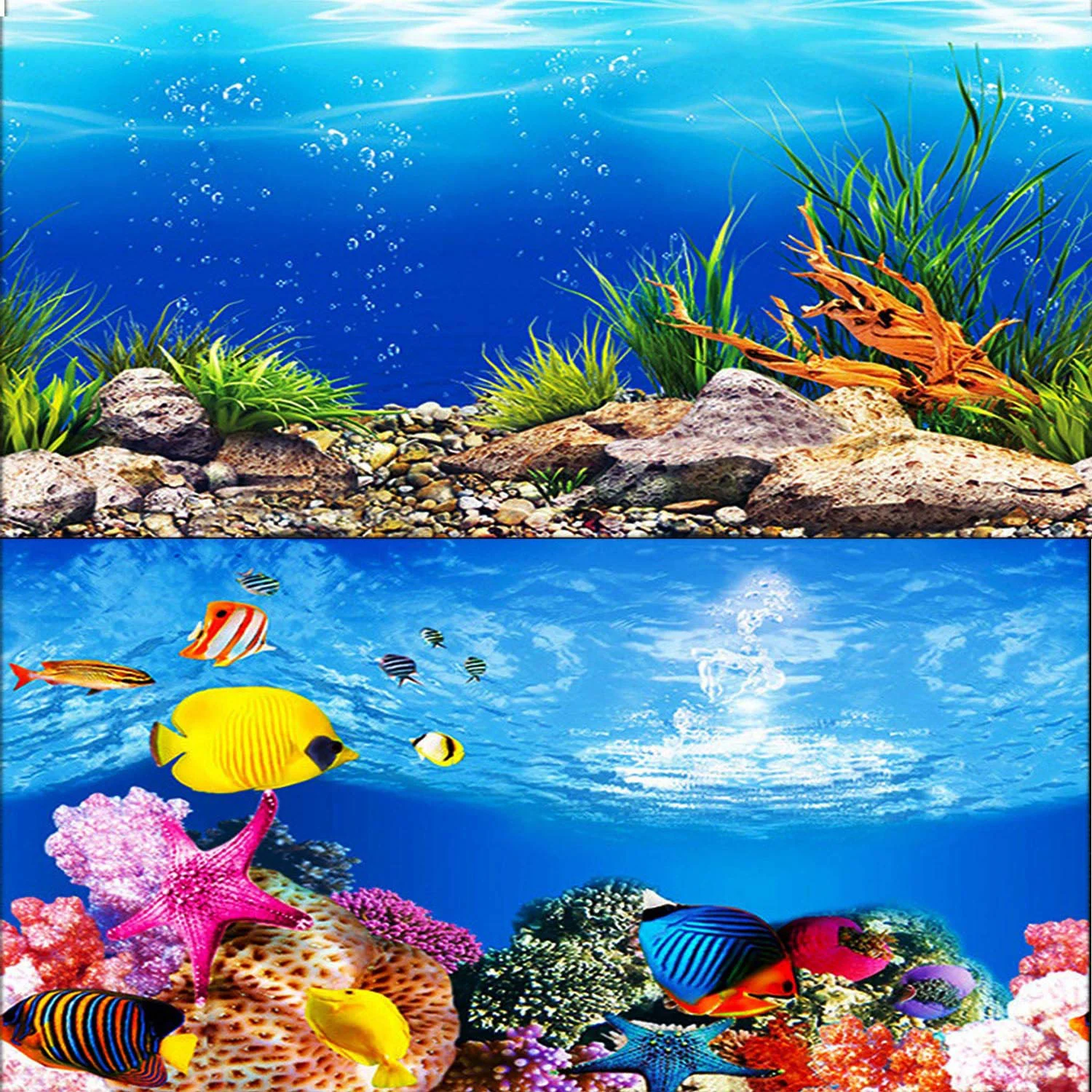Solid ELEBOX New 20 x 48 Fish Tank Background Paper – 2-Sided Colorful Seaweed HD Backdrop Environmentally Friendly