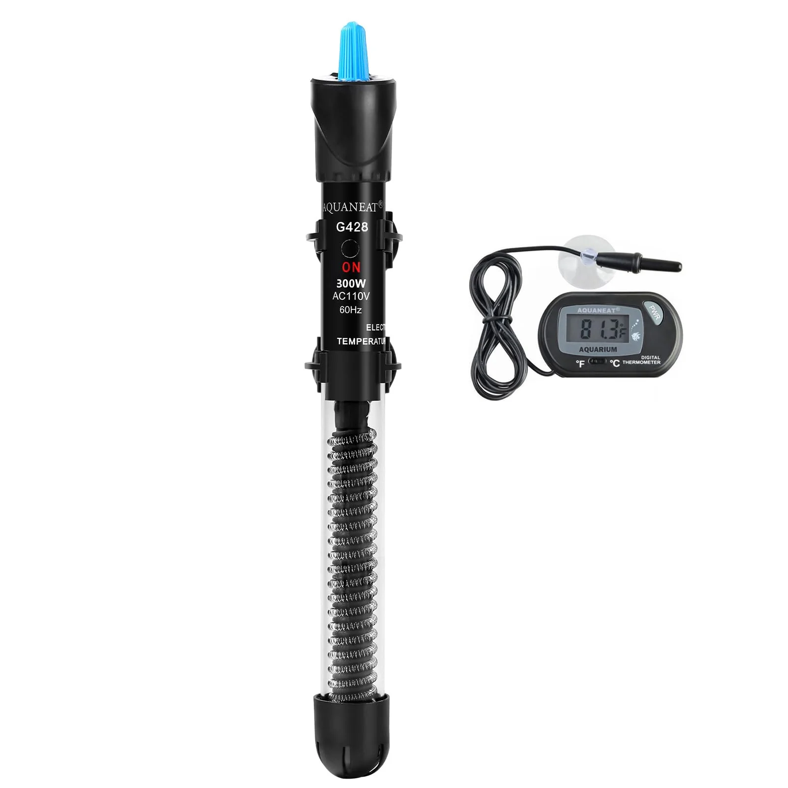 Classic AQUANEAT 300W Aquarium Heater – Adjustable Submersible with Digital Thermometer Minimalist