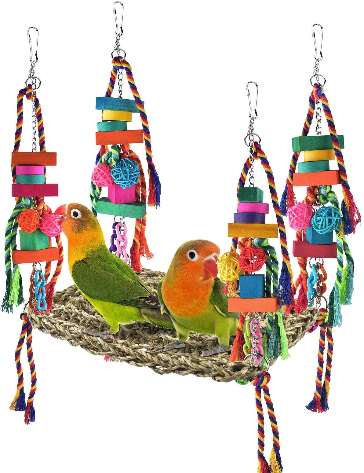 Trendy KATUMO Large Seagrass Foraging Wall Toy – Colorful Chews Climbing Hammock Crafted