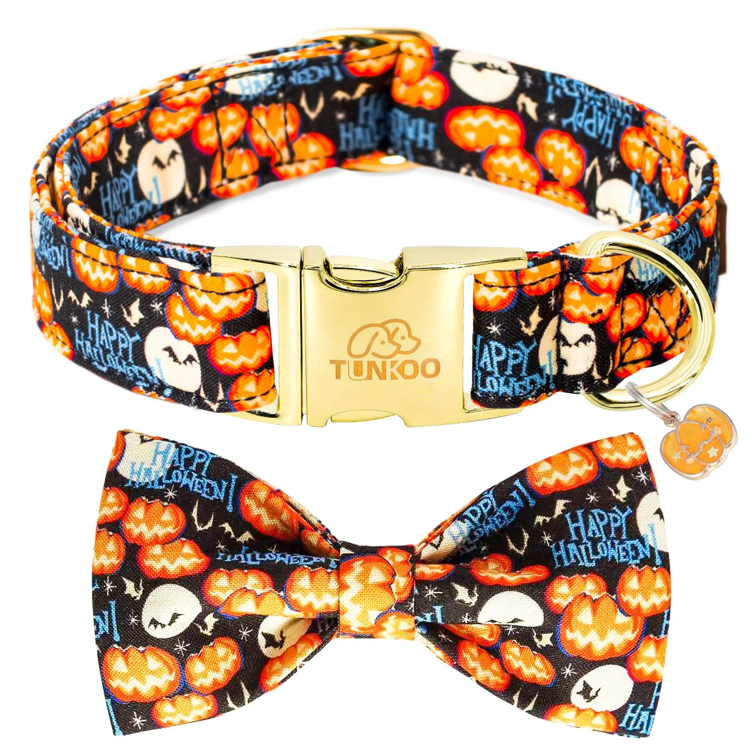 Top-Quality Tunkoo Halloween Dog Collar with Pumpkin — Durable Adjustable and Stylish S M L Breathable