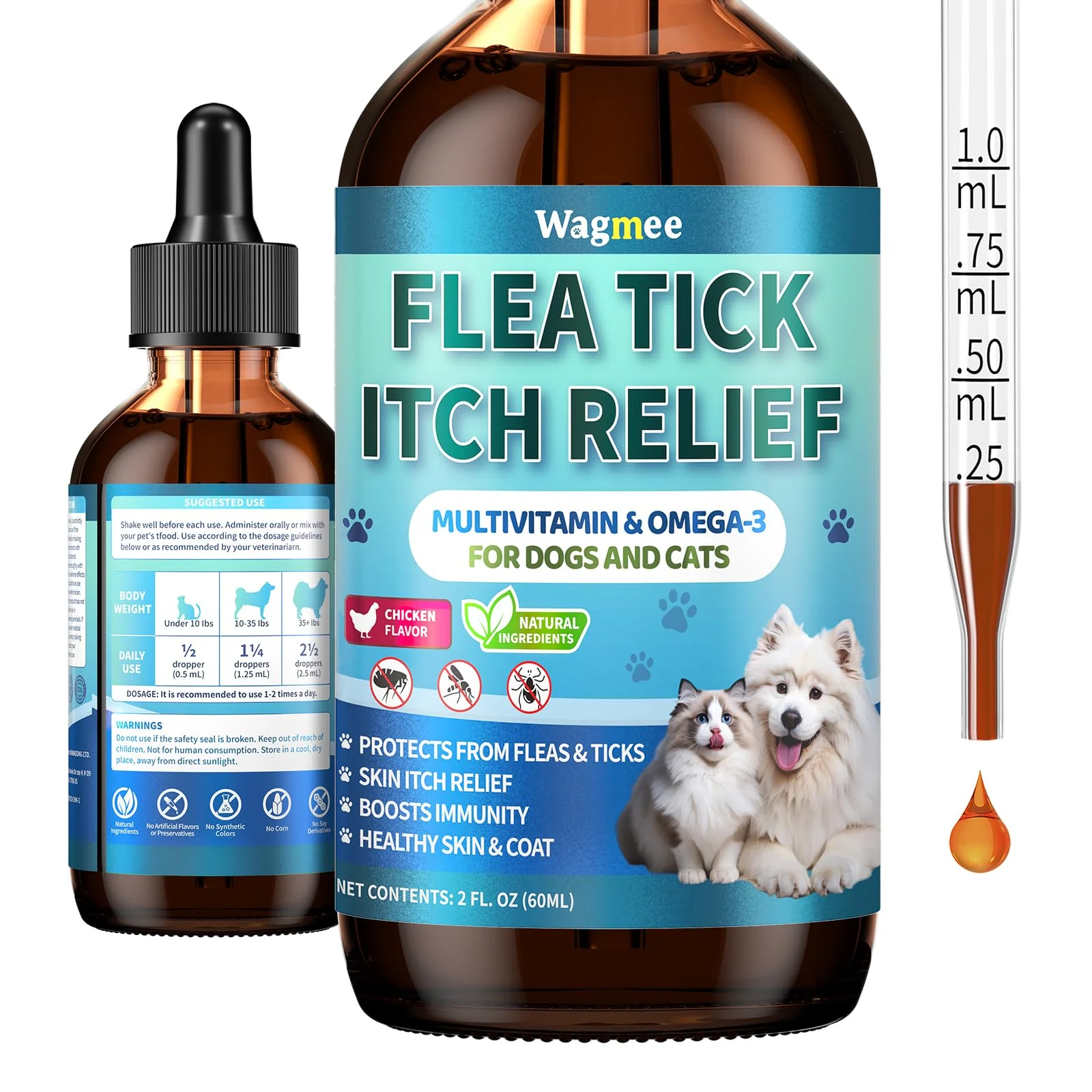 Refined Wagmee Flea Tick Drops for Dogs Cats — Natural Oral Care Responsible