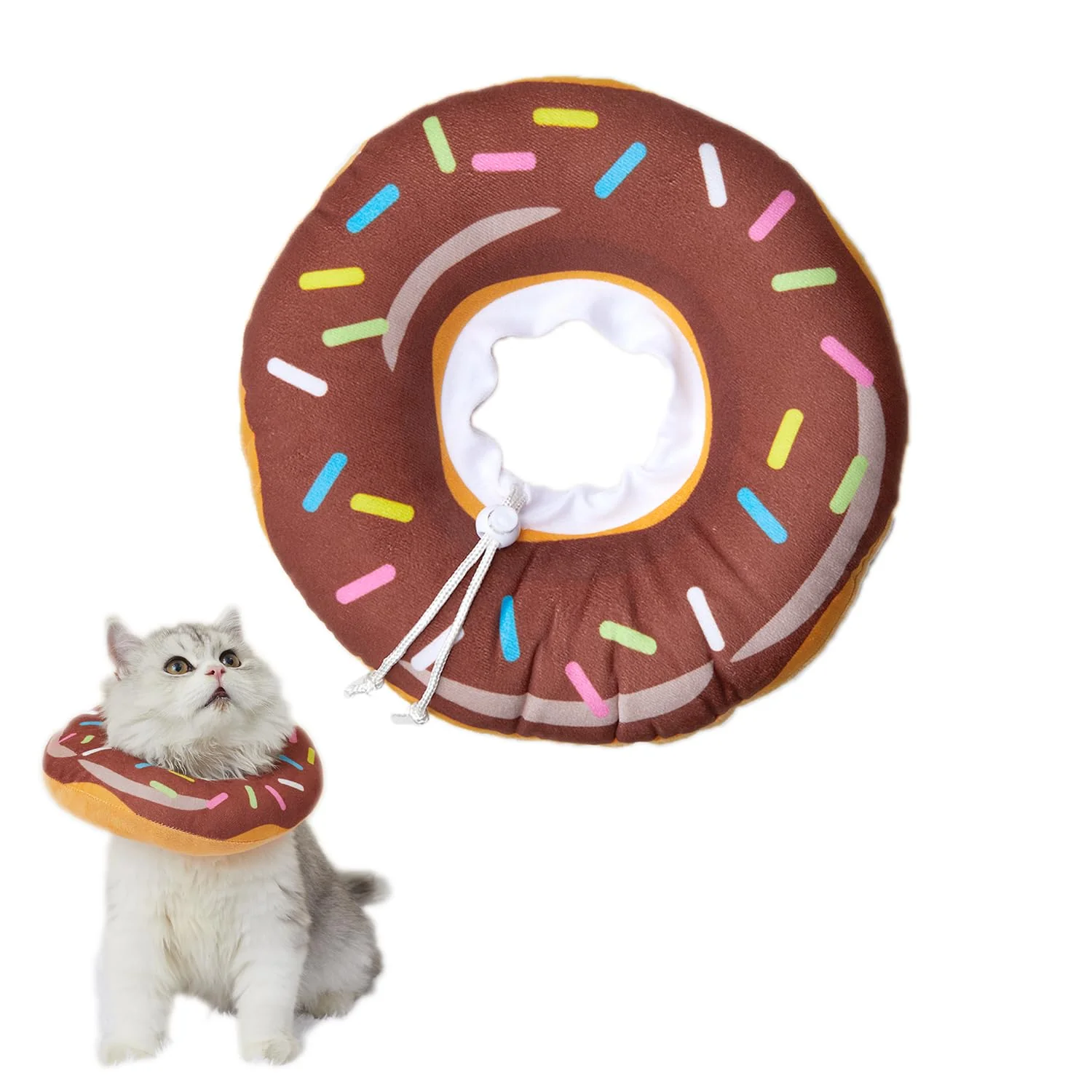Traditional Amakunft Adjustable Cat Cone Collar Donut — Soft Recovery Collar for Cats 5-10 Inch Neck Expertly Made