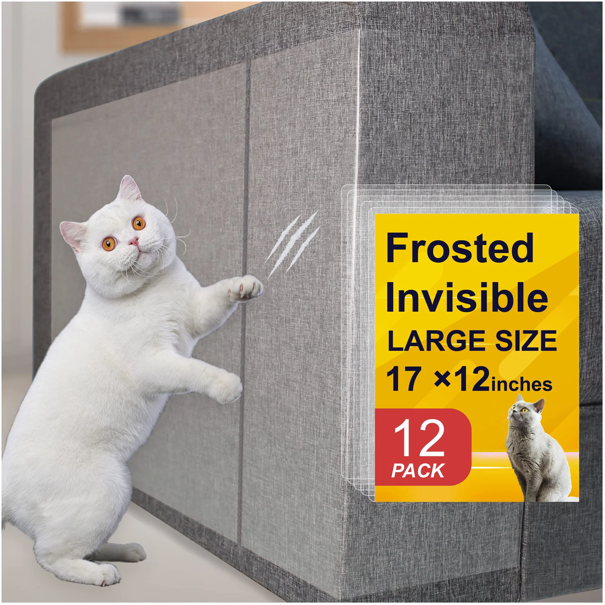 Smooth AOUKAR Anti-Cat Scratch Furniture Protector – 12-Pack Clear Deterrent Tape Comfortable