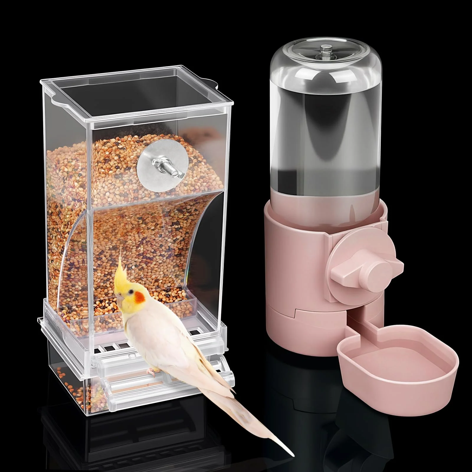 Selected lemtrflo No Mess Bird Feeder Water Dispenser Set – Easy Cage Accessory Reusable
