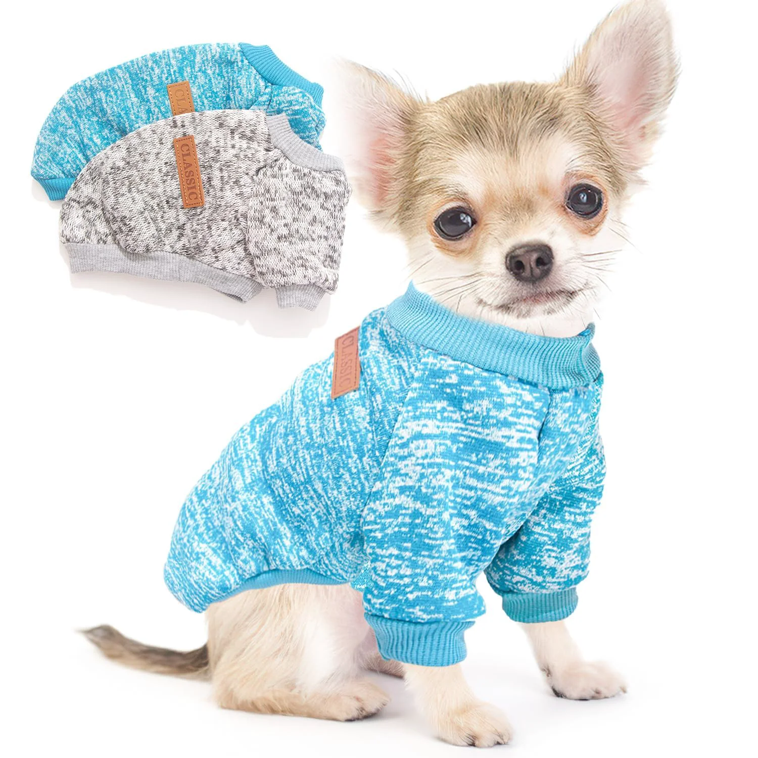 Breathable Generic 2-Piece Small Dog Sweaters — Winter Fleece Knit Set for Tiny Breeds Fast