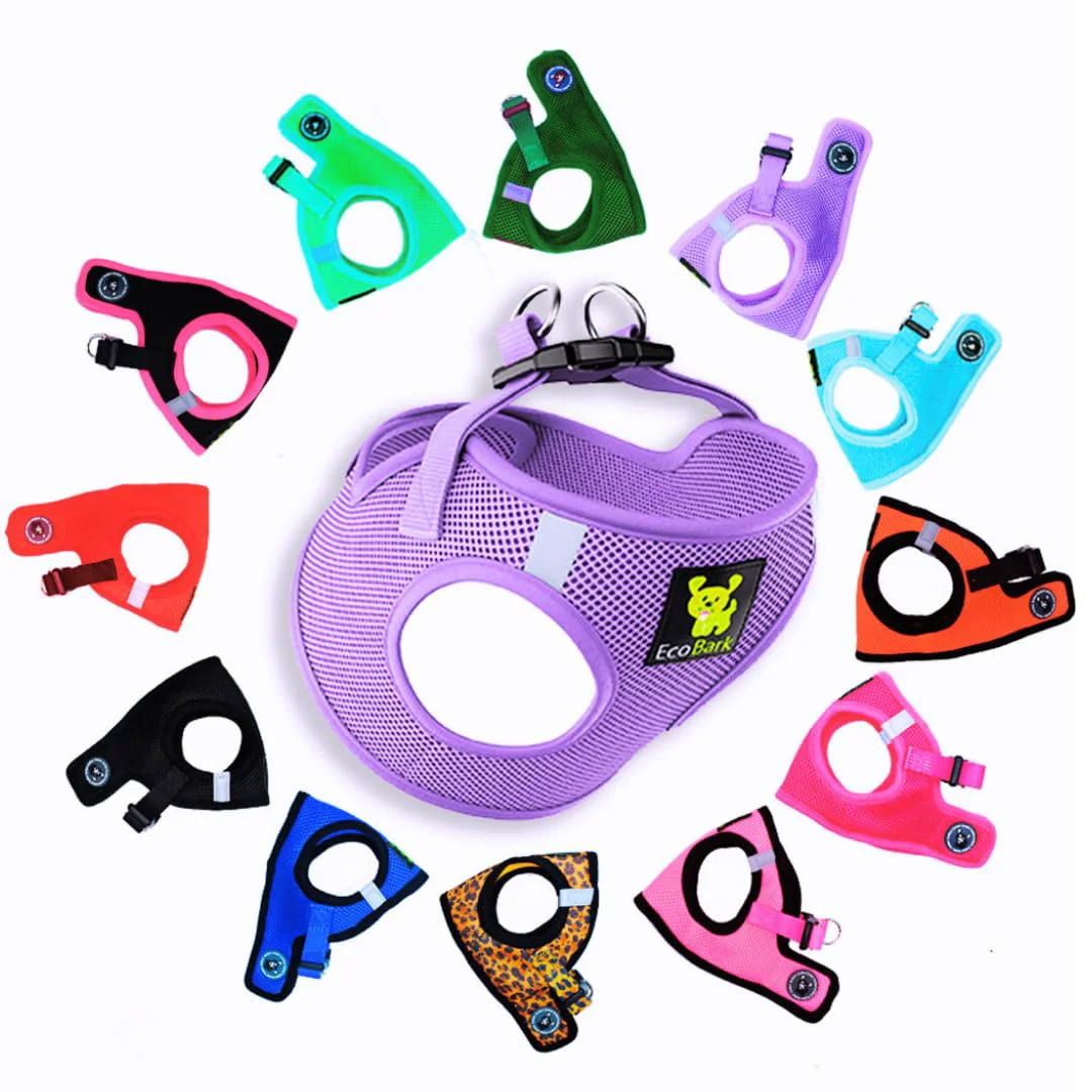 Flexible EcoBark Step in Harness Lavender XL – Eco-Friendly Reflective Adjustable Vest for Small Medium Dogs Secure