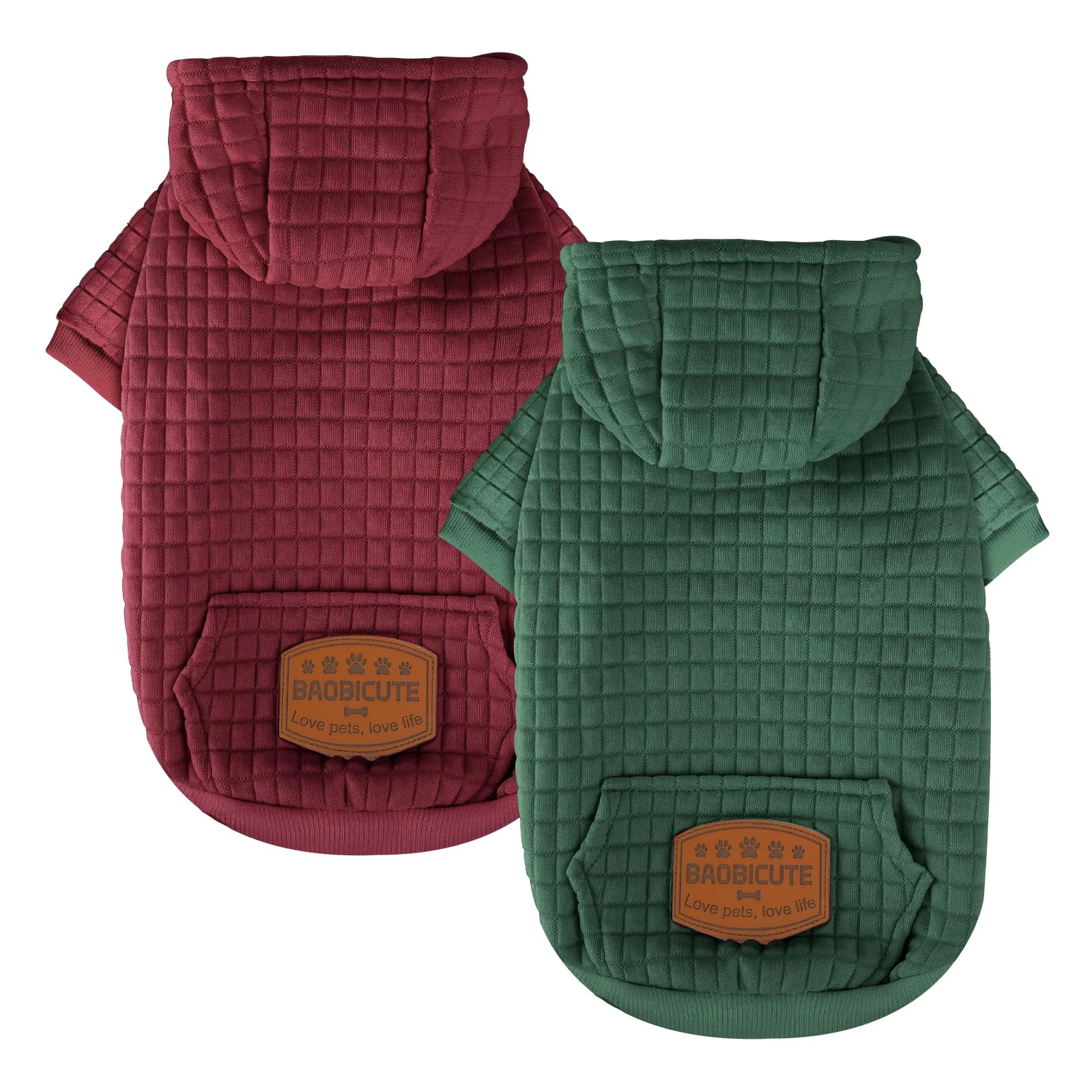 Recyclable BAOBICUTE 2 Pack Dog Hoodie Sweaters – Warm Soft Waffle Hoodies Small–XXL High-Quality