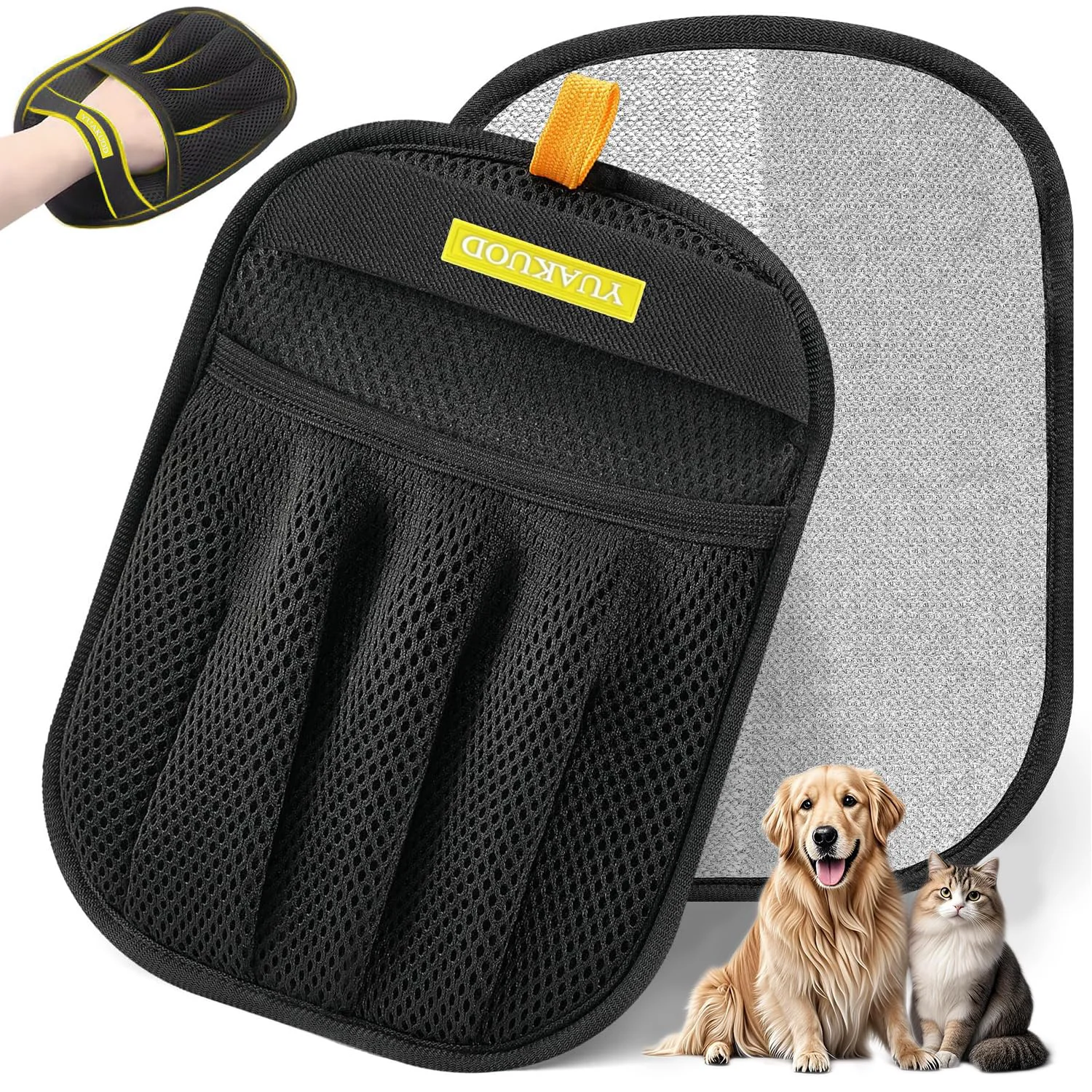 Selected YUAKUOD Pet Hair Removal Glove – Upgraded Five-Finger Electrostatic Hair Remover for Couch Carpet Car Seats Artisan