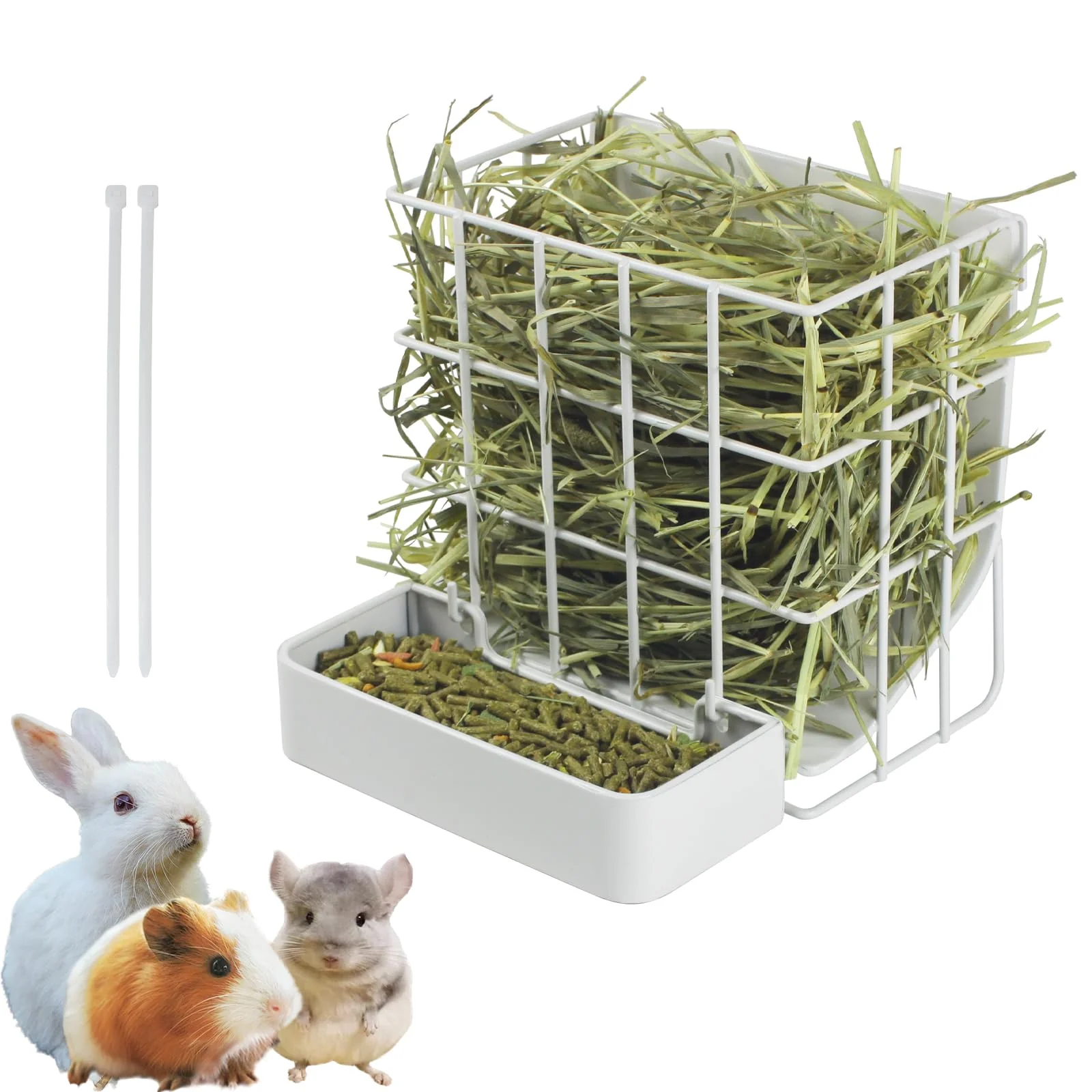 Green CAIQINLI Rabbit Hay Feeder – Heavy-Duty Hay Food Holder for Rabbits Guinea Pigs Chinchillas 6.8×6.7×6.6 in Eco-Friendly