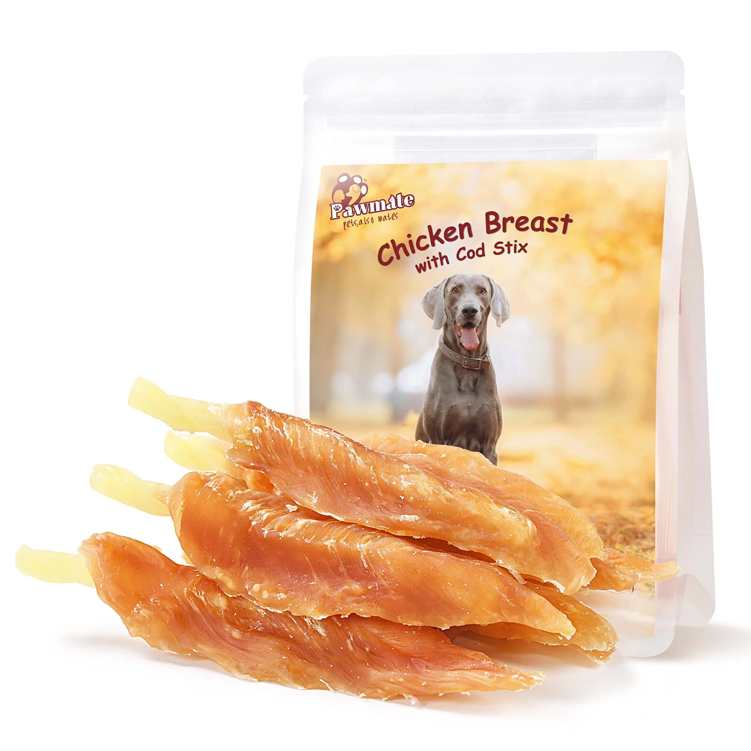Eco-Friendly Pawmate Chicken Tender Wrapped Cod Sticks — Rawhide- High-Protein Dog Treats User-Friendly