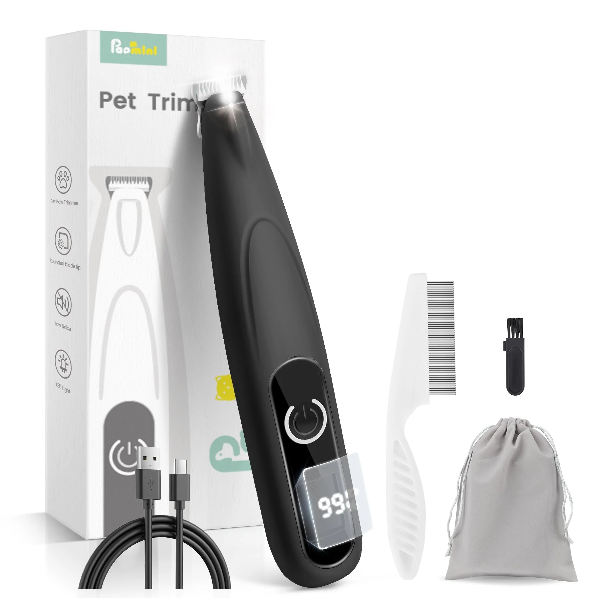 Original Design PAPMINI Dog Clippers with LED Display – 35dB Quiet Cordless Grooming Outstanding