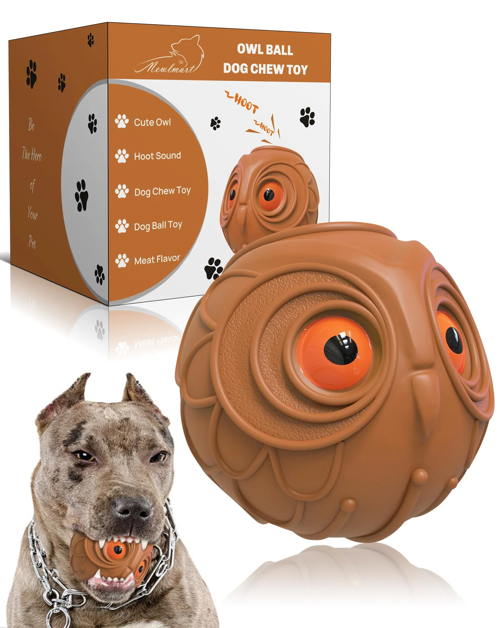Refined Mewlmart Giggle Ball for Dogs — Durable Natural Rubber Owl Toy for Aggressive Chewers Carefully Designed