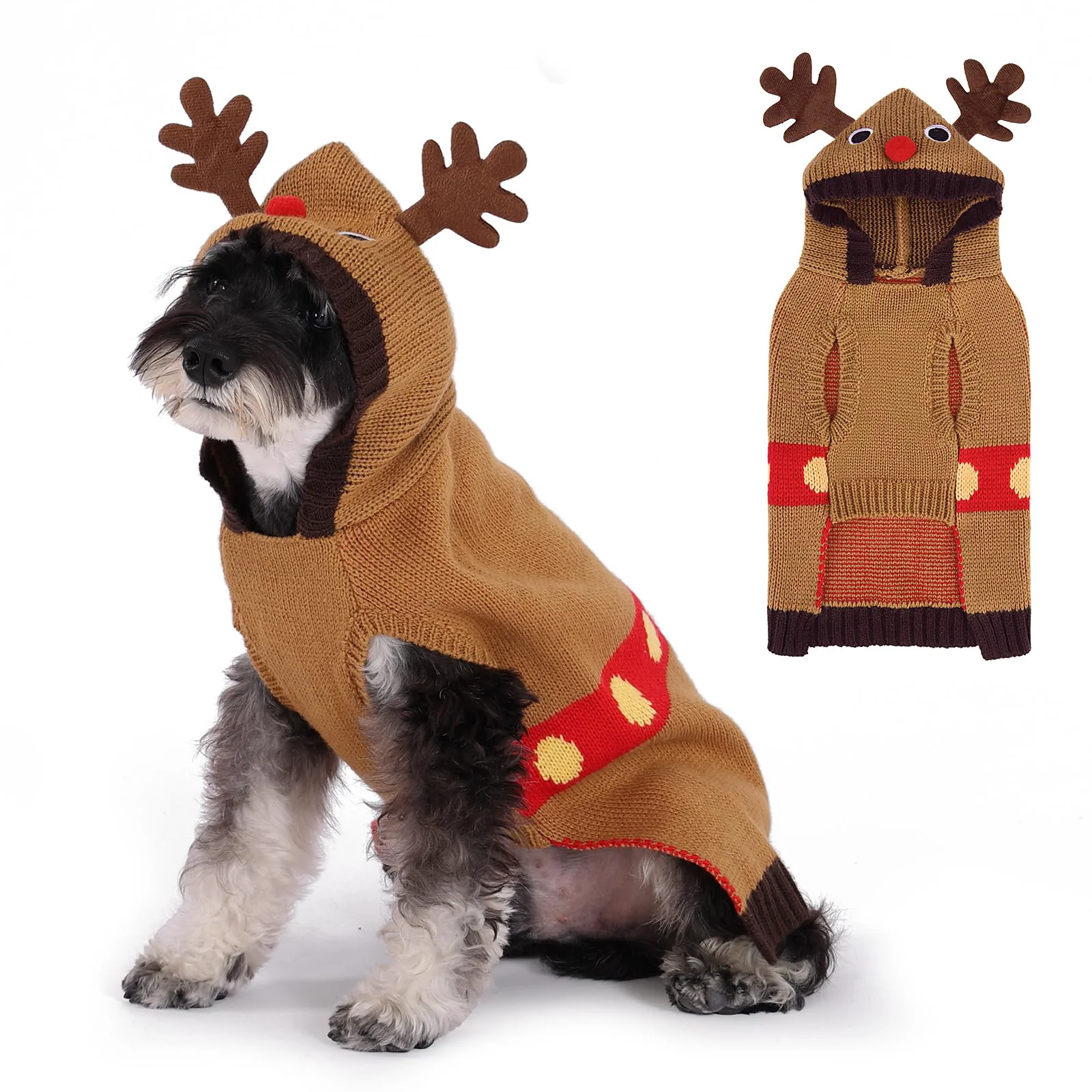 Professional KOOLTAIL Christmas Dog Sweater Reindeer Knit Leash Hole Winter Warmth for Small to Large Dogs Certified