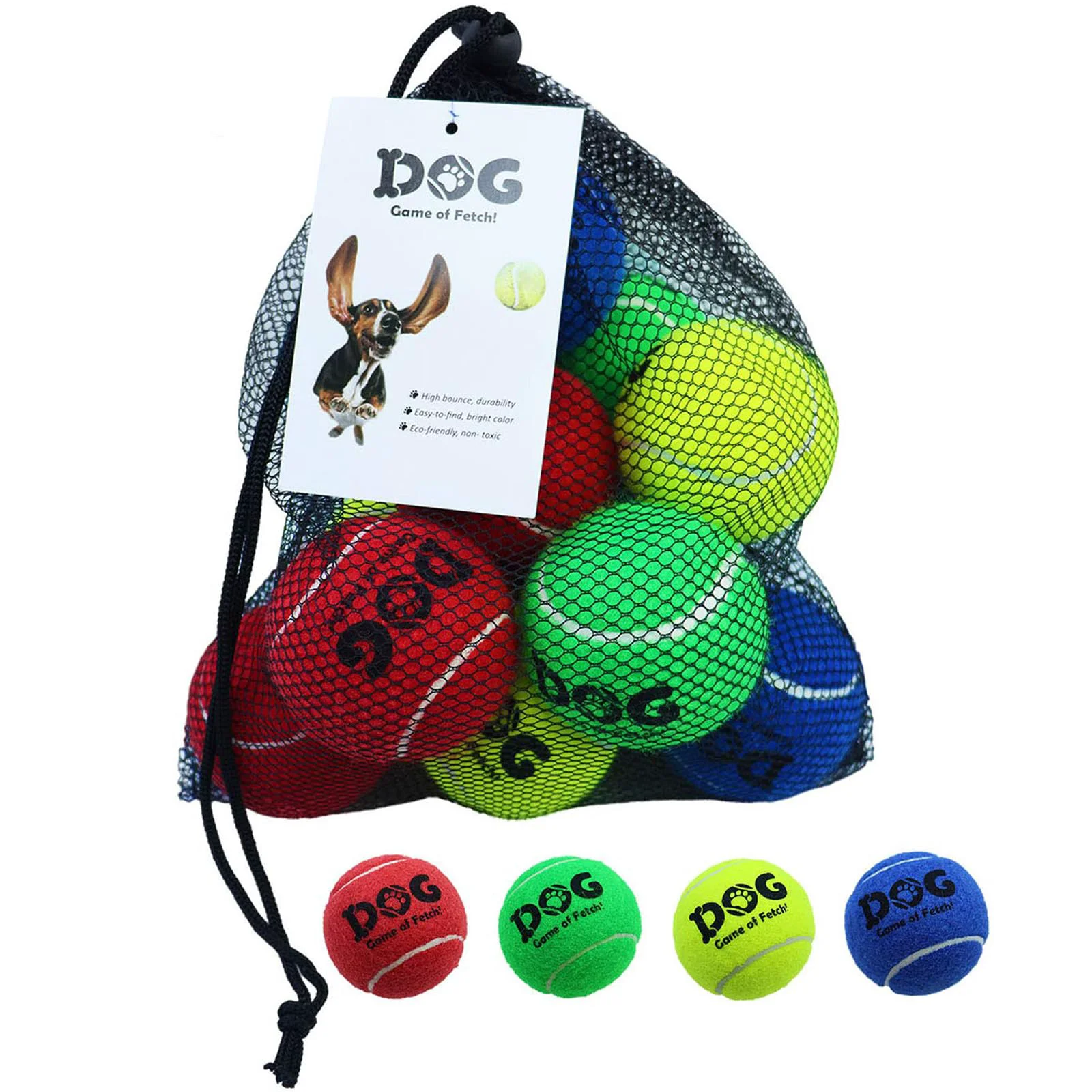Exclusive AMA SPORT Tennis Balls for Dogs — 12 Pack Floating Natural Rubber Balls for Fetch Training Water Play Original Design