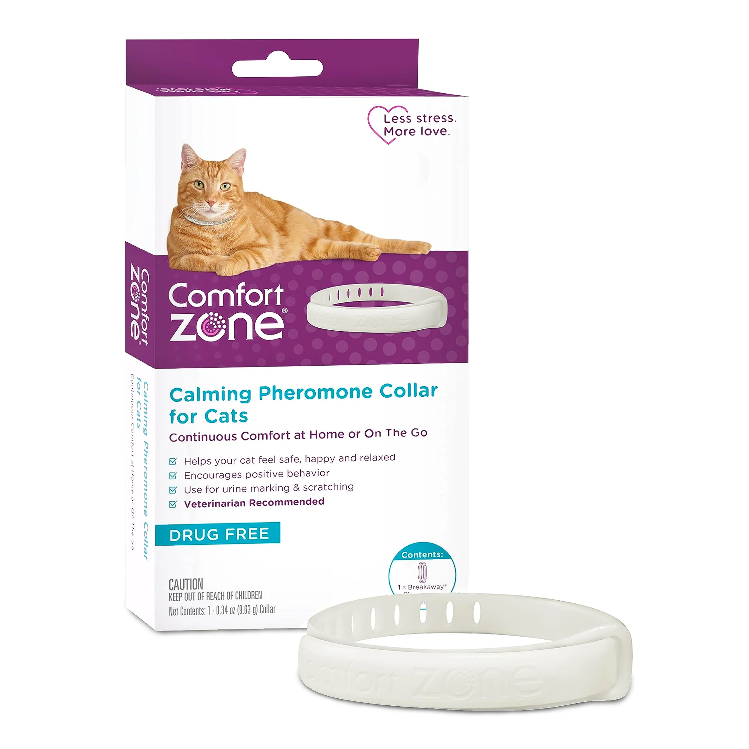 User-Friendly Comfort Zone Cat Calming Collar – 30 Day Pheromone Calm for Indoor Outdoor Cats Trendy