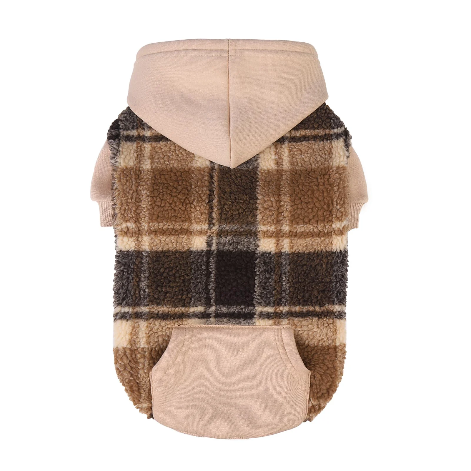 Artisan PUPTECK Dog Hoodie – Warm Lambswool Coat for Small to Large Dogs Brown Versatile
