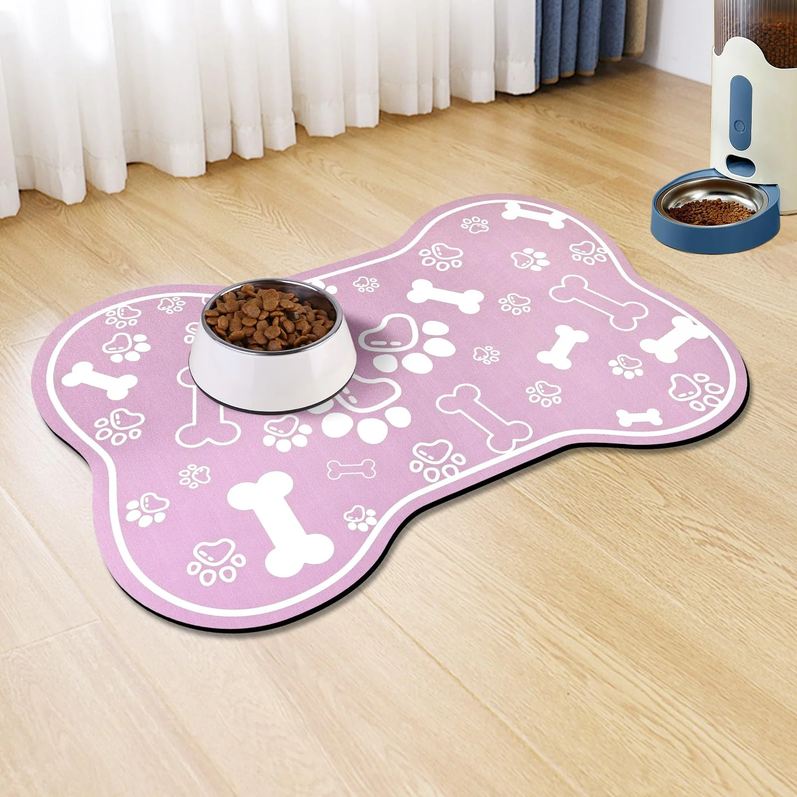 Relaxed Voanos Pink Dog Cat Mat 16×24 – Absorbent Non-Slip Feeding Mat for Food Water Trendy