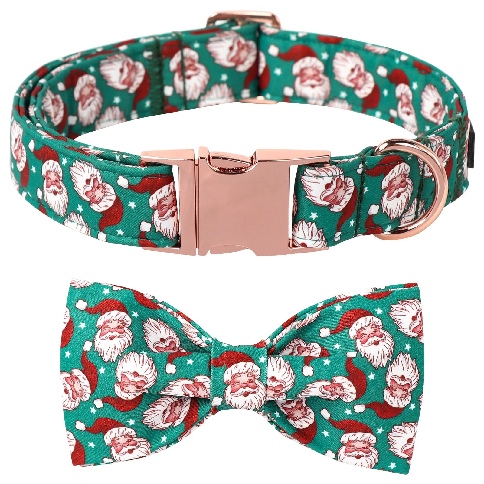 Breathable Lionet Paws Christmas Dog Collar – Winter Green Adjustable Cotton Santa Collar for Large Dogs High-Grade