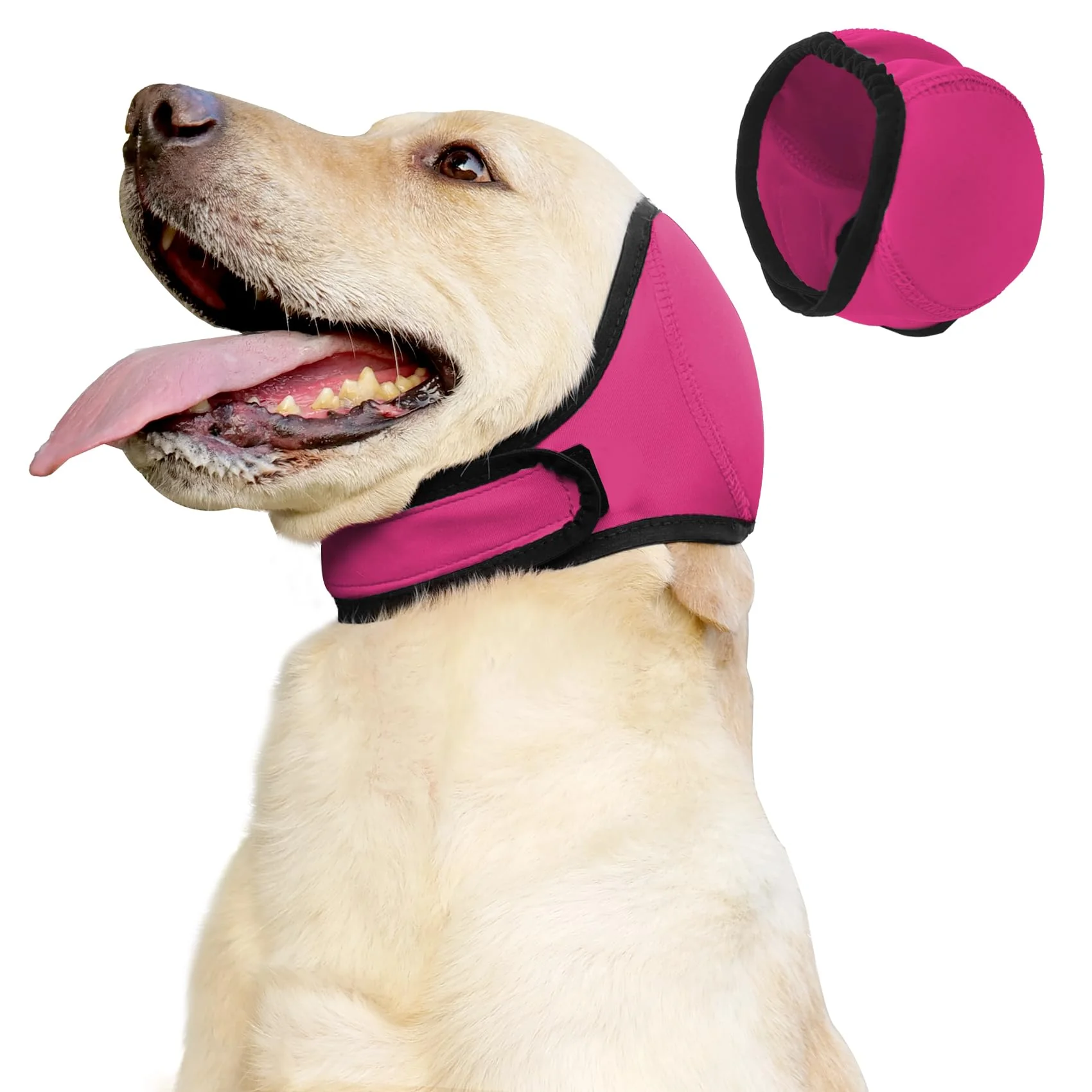 Elite JOHNBOLIN Dog Ear Muffs No Shake Ear Wrap – Calming Water-Resistant Ear Cover Pink S Certified