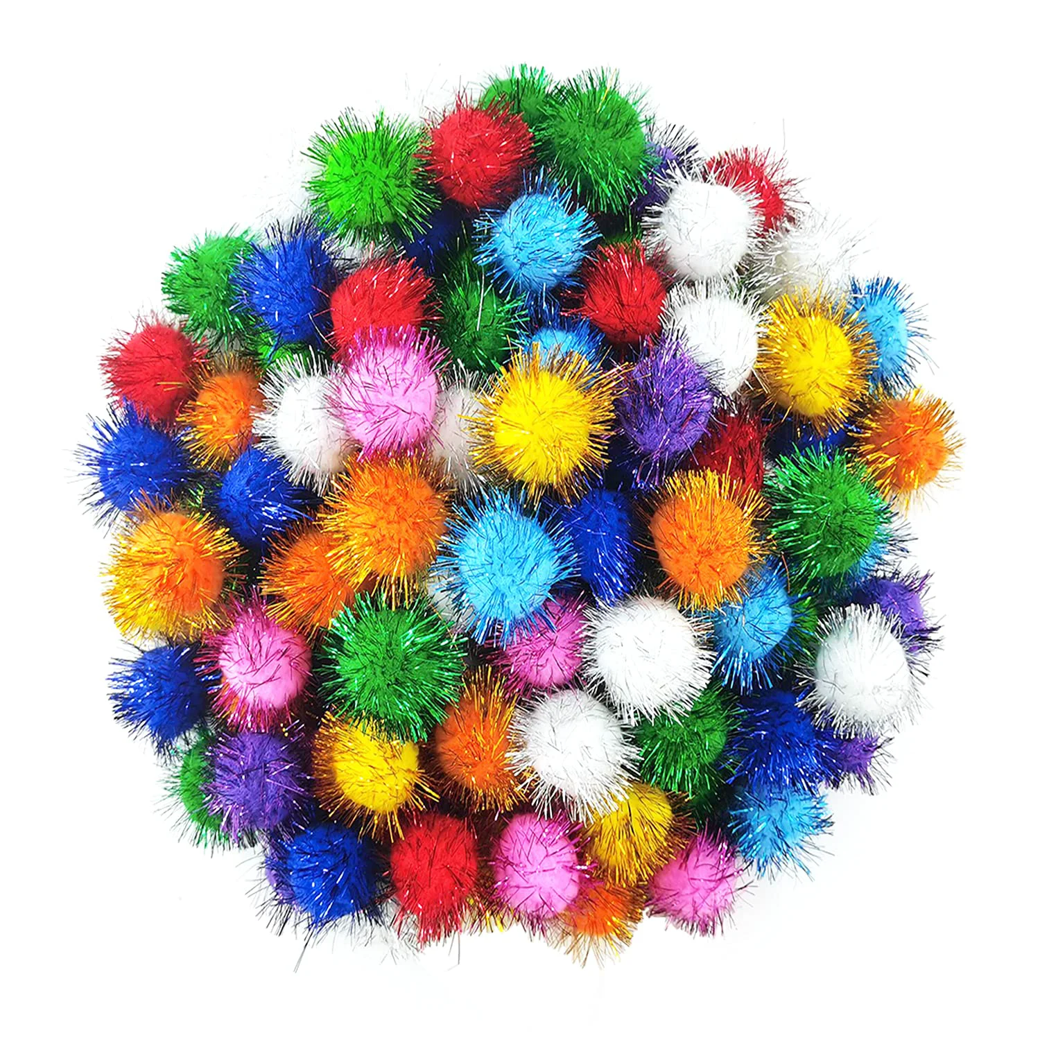 Next-Generation BallHull 1.8-Inch Assorted Color Flash Ball Cat Toys – 100 Pcs Glitter Pom Pom Balls Superior