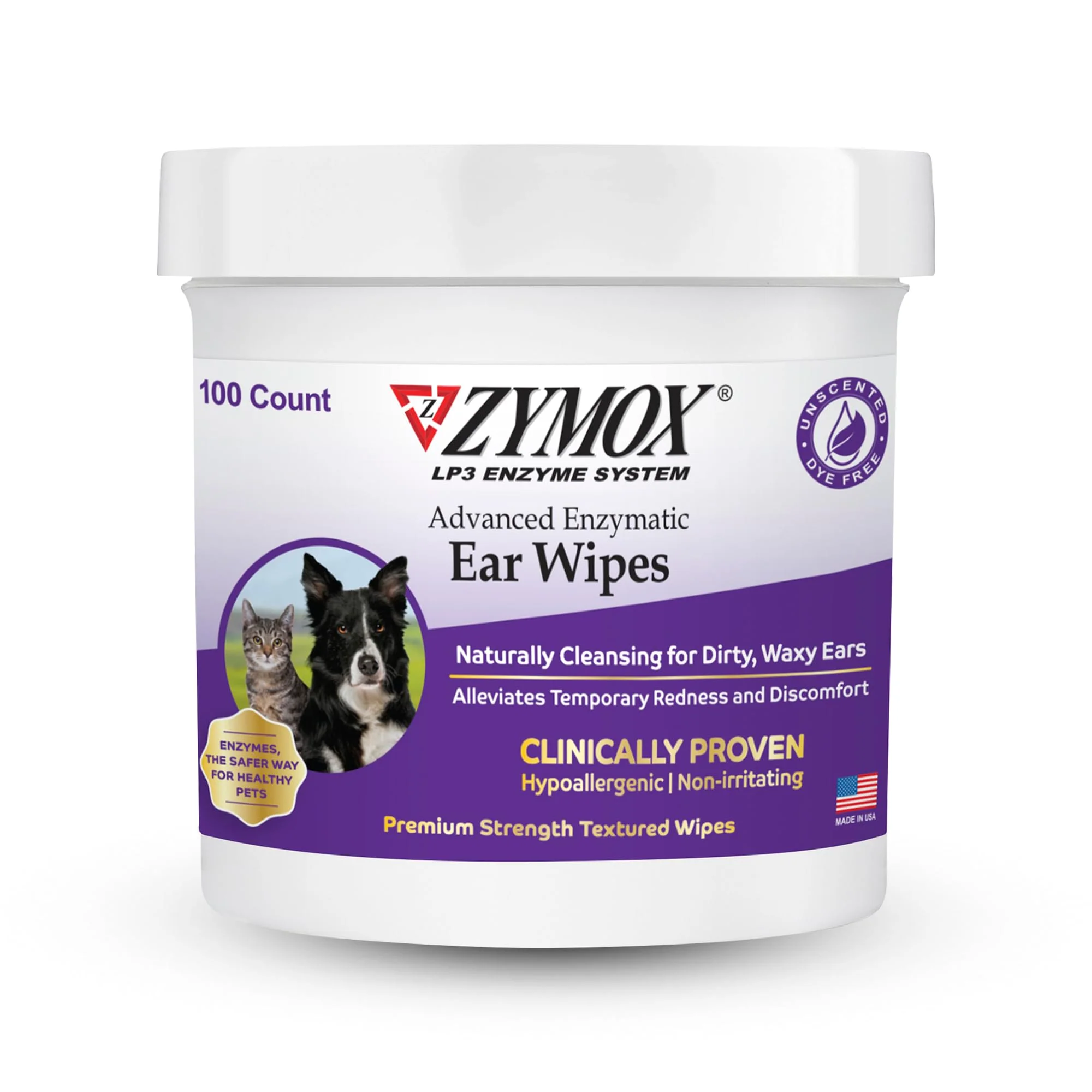 Exclusive Zymox Advanced Enzymatic Ear Wipes for Dogs and Cats – Premium Strength Hypoallergenic 100 Count Excellent