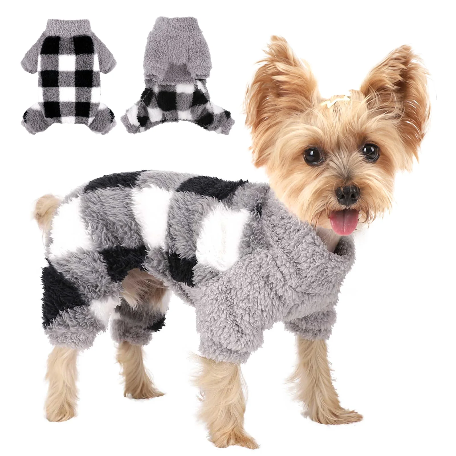Comfortable Sebaoyu Turtleneck Dog Pajamas XX-Small – Fleece Winter Outfit for Tiny Dogs Clean