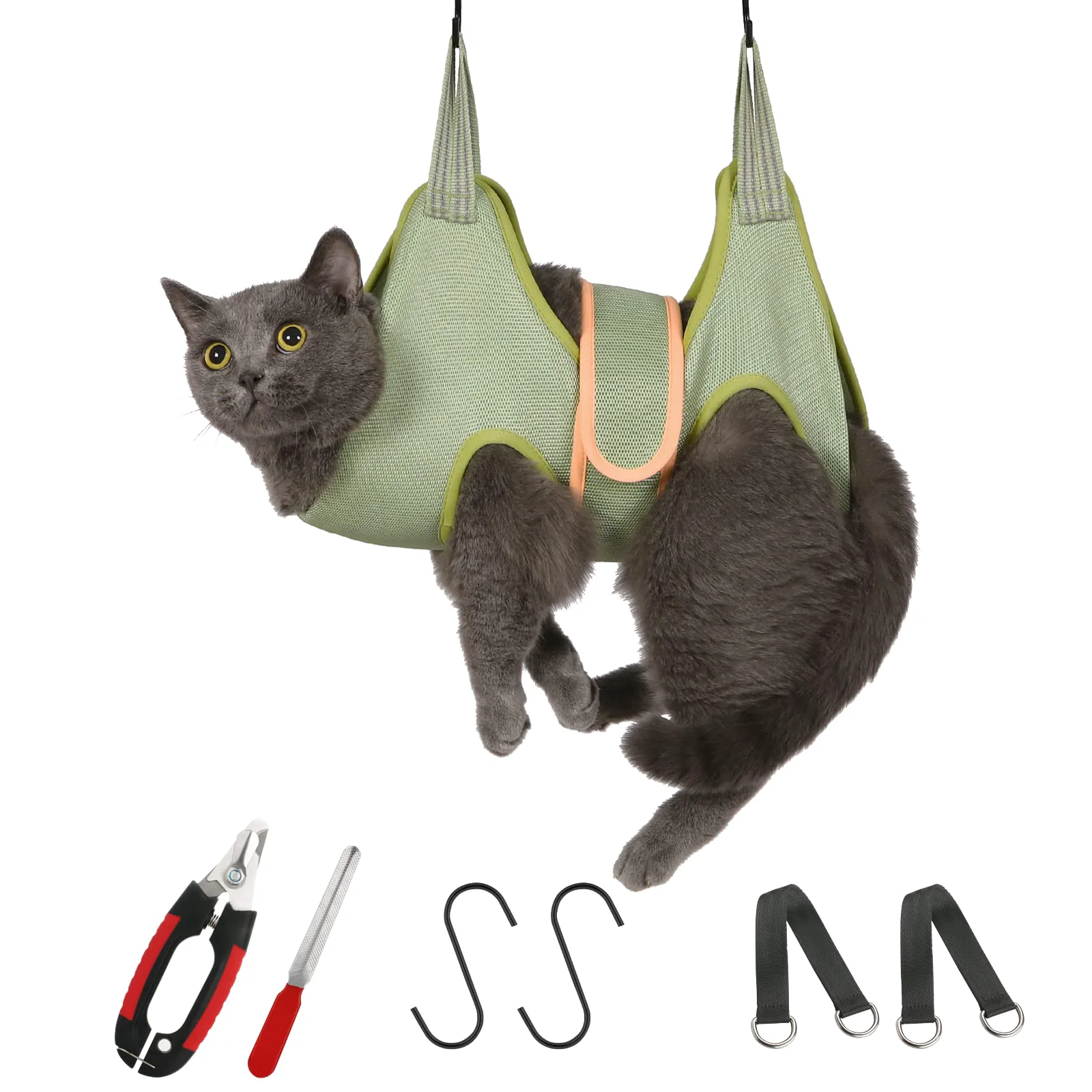 Breathable Guzekier Cat Grooming Hammock Harness and Nail Clipper Kit Expertly Made