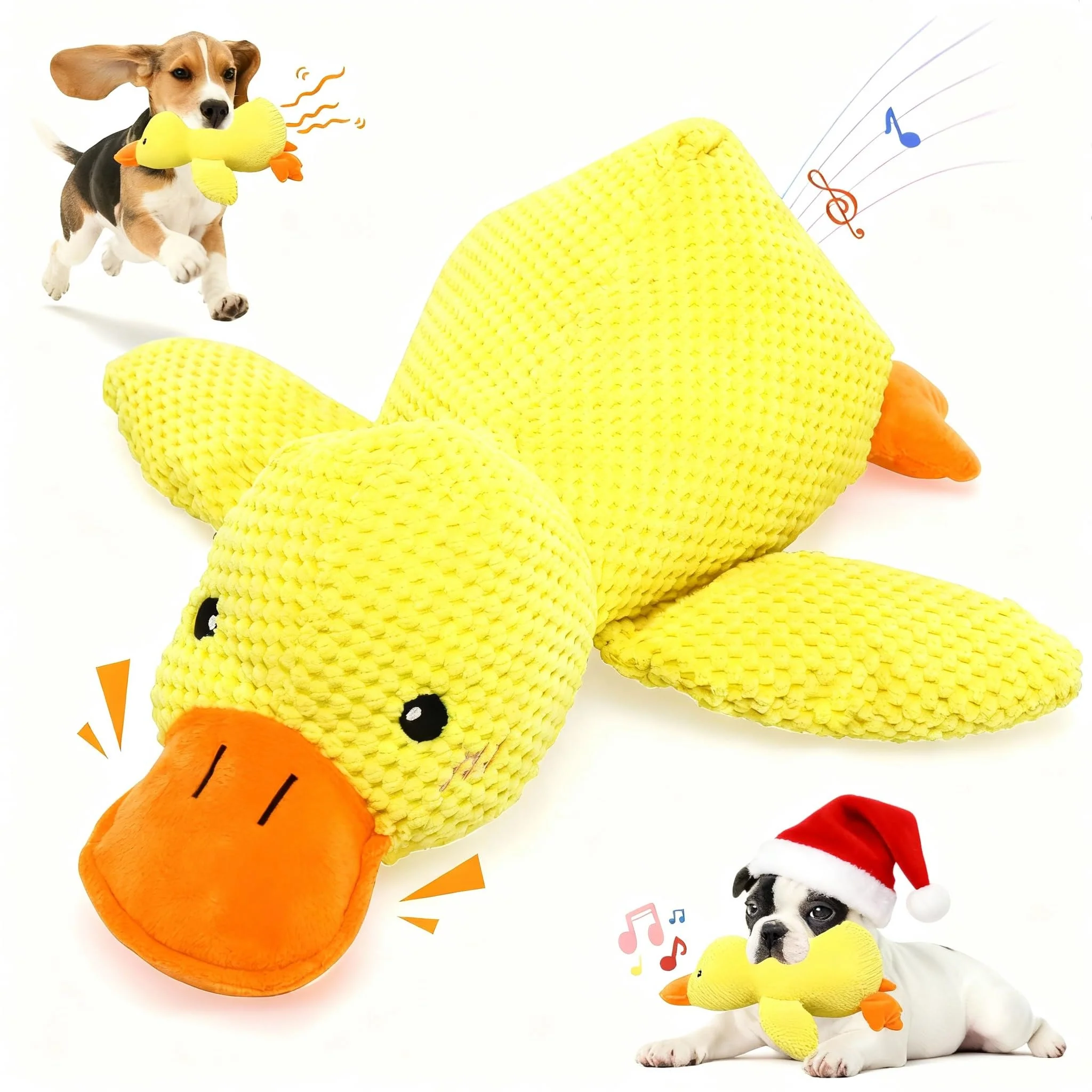 Artisan VOXGET Calming Duck Toy for Dogs – Interactive Quack Crinkle Plush 9.8×8.6 in Yellow Eco-Friendly