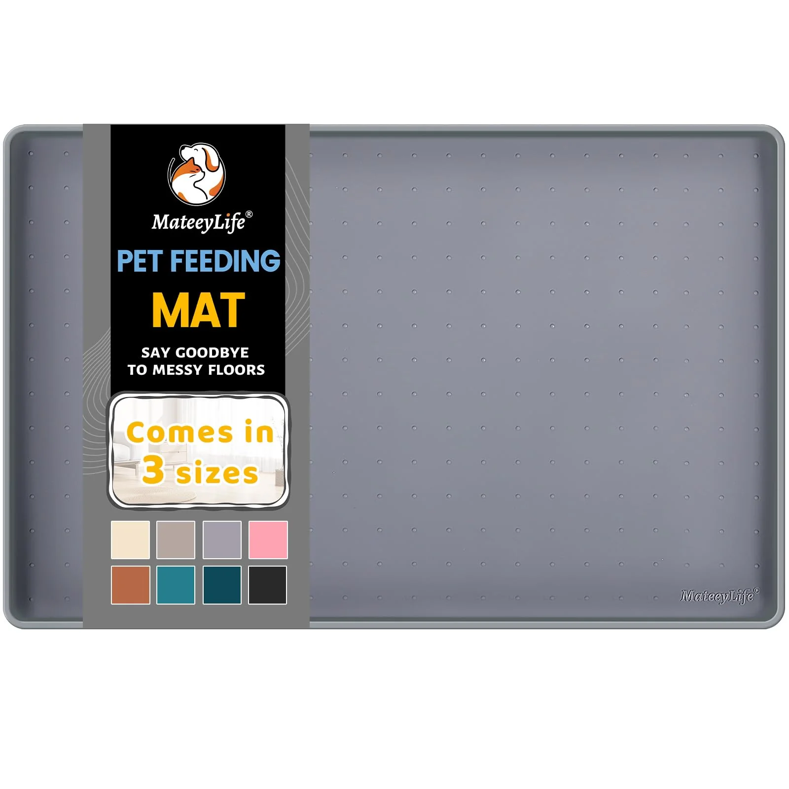 Smooth MateeyLife Silicone Pet Food Mat – Waterproof Anti-Slip Lip-Edge for Cats Dogs Exclusive