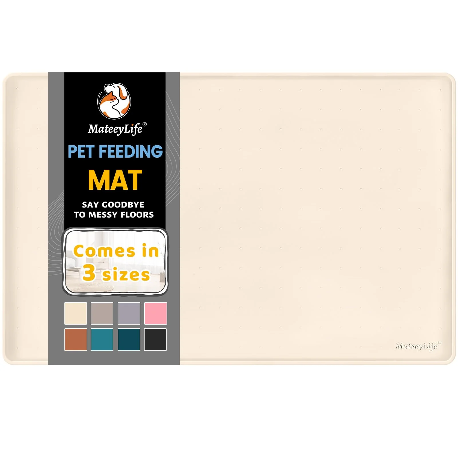 Optimized MateeyLife Silicone Pet Food Mat – Waterproof Anti-Slip with Raised Edge 22×14 in Comfortable