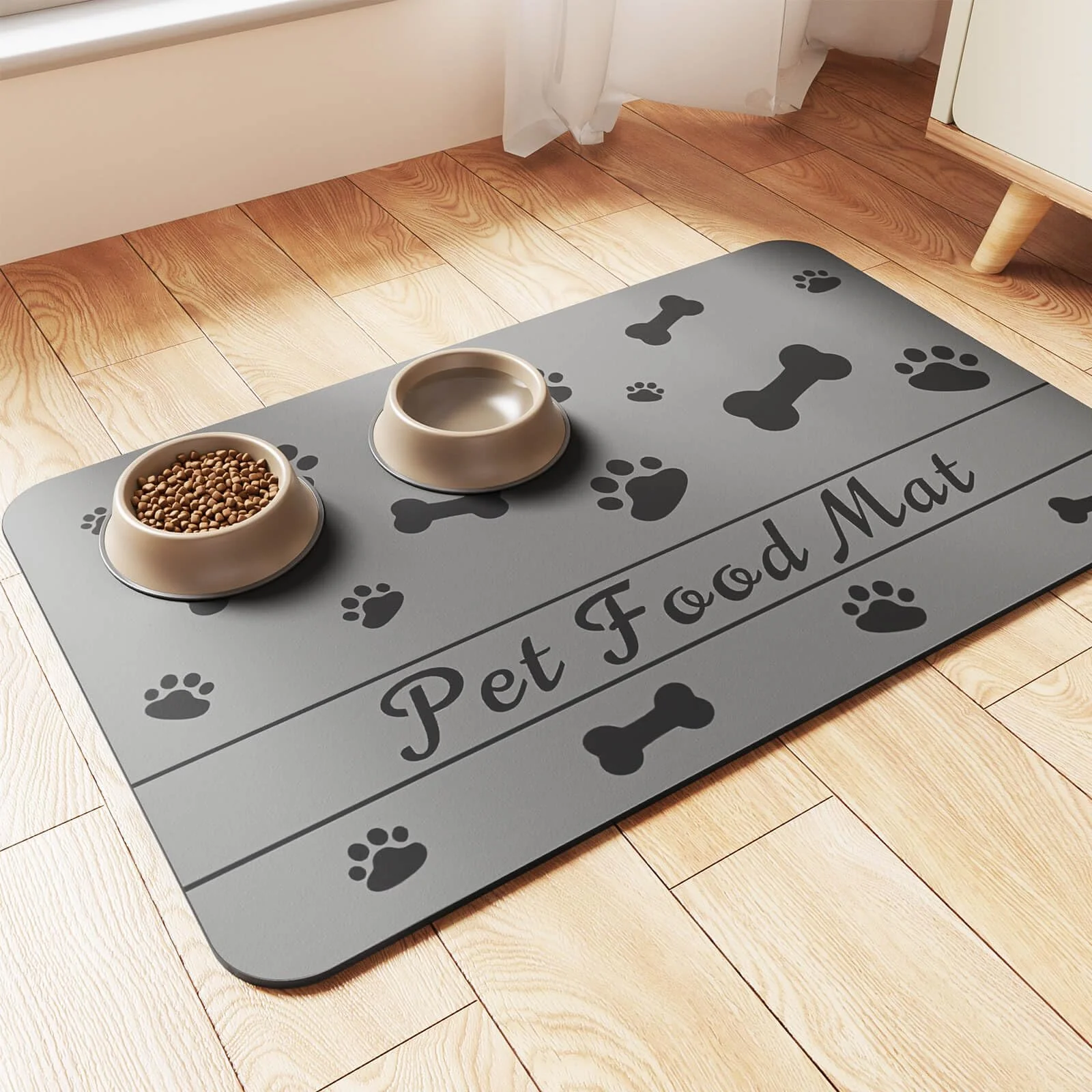 Luxury DK177 Pet Feeding Mat – Absorbent Waterproof Backing 24×16 Bones Design Proven
