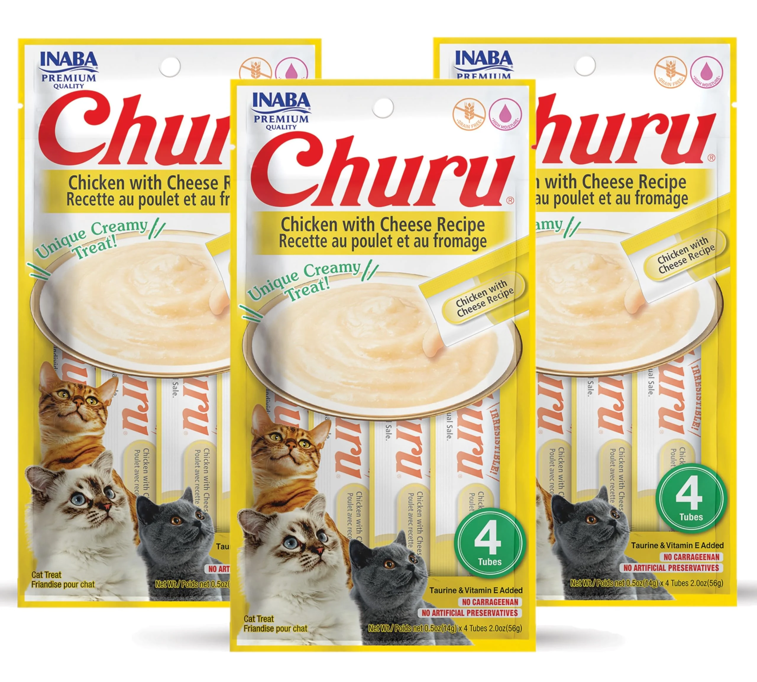 Eco-Friendly INABA Churu Cat Treats – Grain- Lickable Purée Tubes with Taurine Vitamin E Easy-to-Use