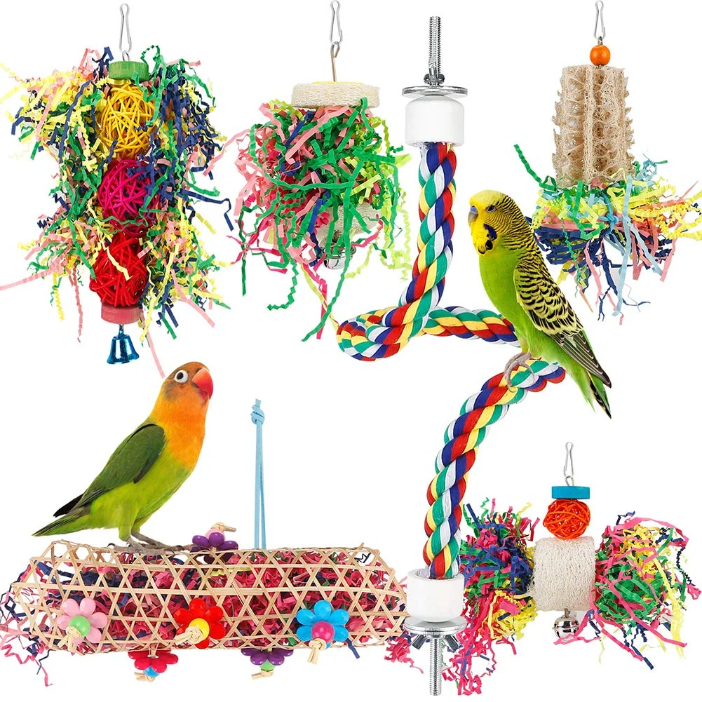 Contemporary lovyoCoCo Foraging Bird Toys – Shredding Parakeet Toys with Rope Perch Exceptional