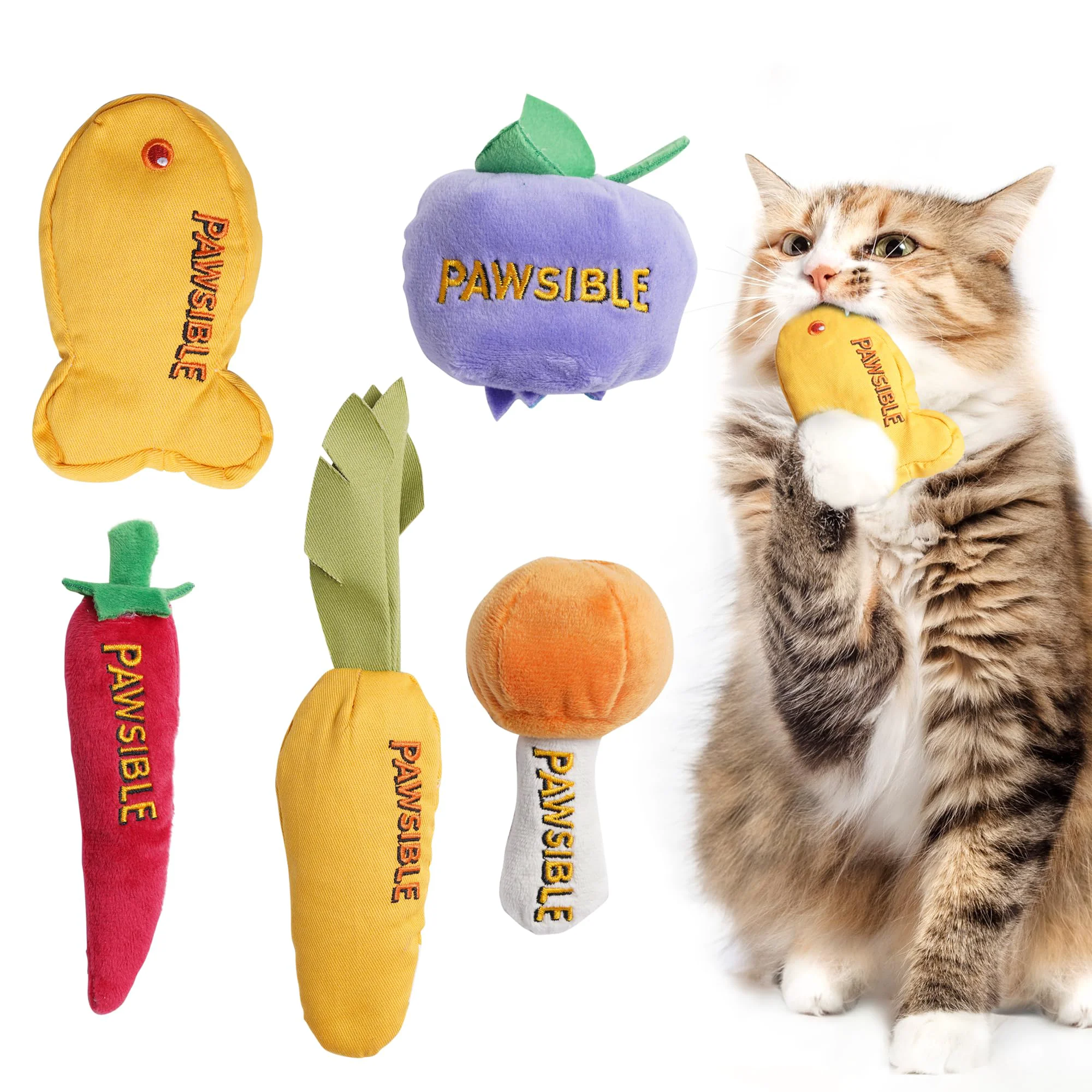 Expertly Made Pawsible 5 Pack Catnip Toys for Indoor Cats – Organic Catnip Filled Cotton- Plush Chew Toys Premium