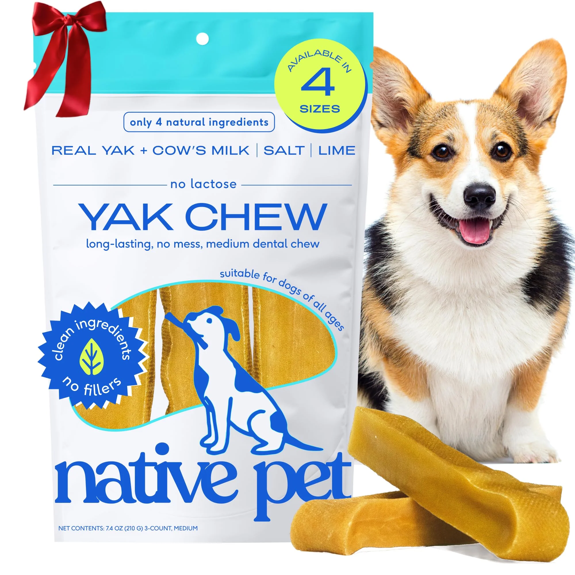Prestigious Native Pet Yak Cheese Himalayan Dog Chews – Long Lasting Dental Sticks for Medium Breeds 3 Pack High-End