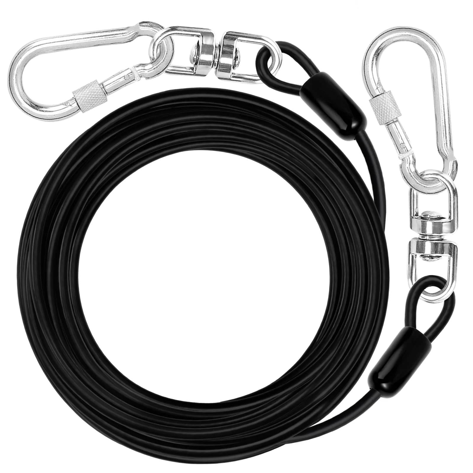 Powerful Jenico Dog Tie Out Cable 30ft – Heavy-Duty Stainless Steel Yard Lead with 360° Tangle- Carabiner Up to 500 lbs Modern