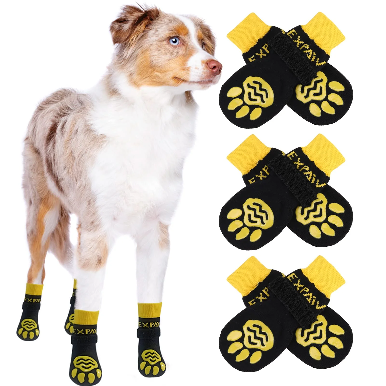 Durable EXPAWLORER 6Pcs Anti-Slip Dog Socks — Traction Paw Protection on Hardwood Floors Exclusive