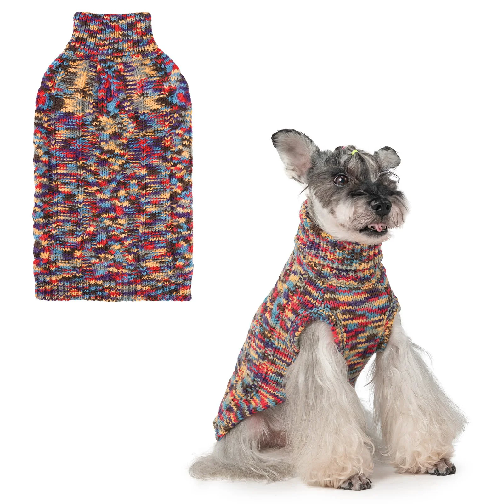Dependable BEAUTYZOO Small Dog Sweater – Turtleneck Cable Knit Fuzzy Winter Coat Multi-Black S Elite