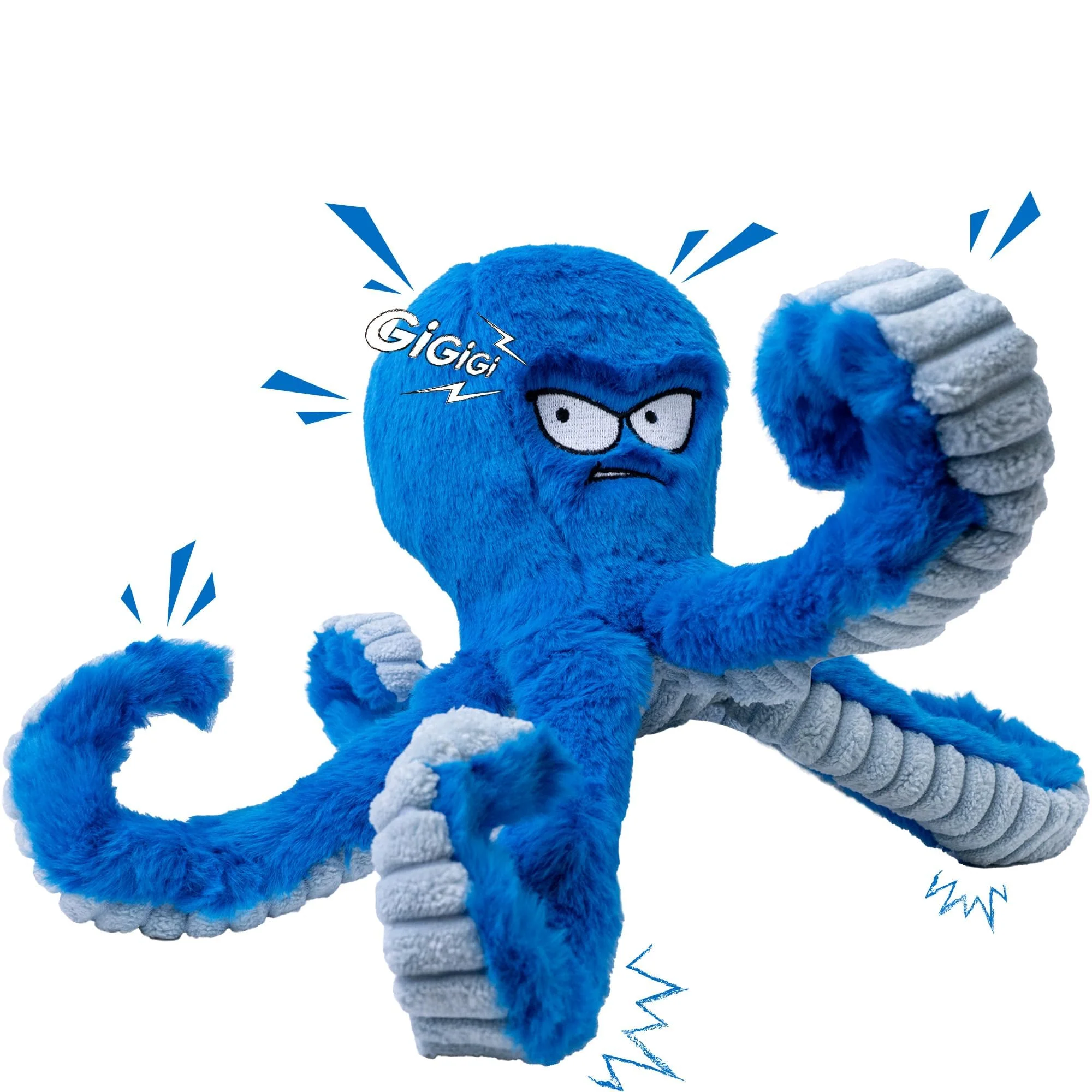 Selected LEGEND SANDY Tough Dog Toys – Large Interactive Blue Octopus Plush with Squeaker Fine