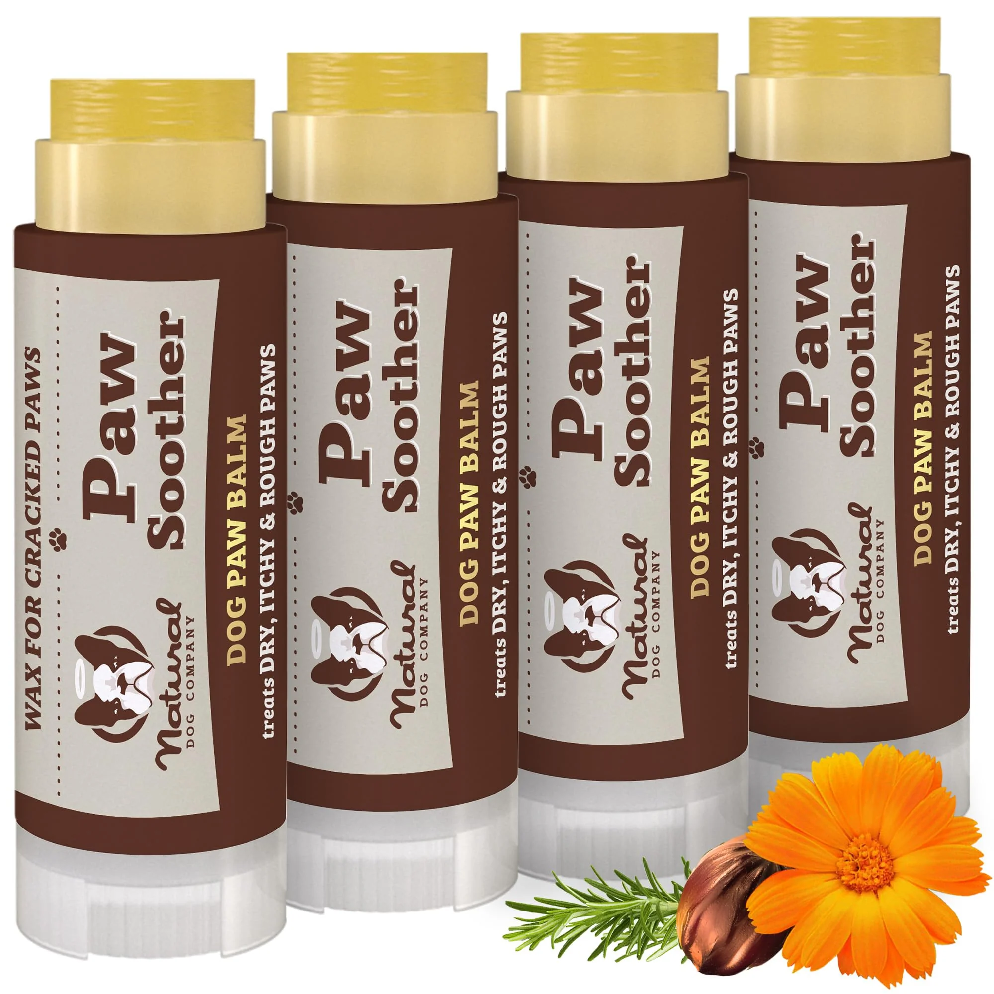 Functional Natural Dog Company Paw Soother Balm Bundle – 4 Travel Sticks Lotion Lick-Safe Made in USA Excellent