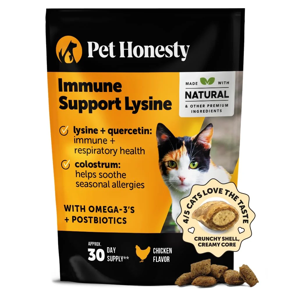 Unique Pet Honesty Cat Immune Support Lysine – Allergy Relief Immune Health for Cats 30-Day Supply Chicken Flavor Trusted