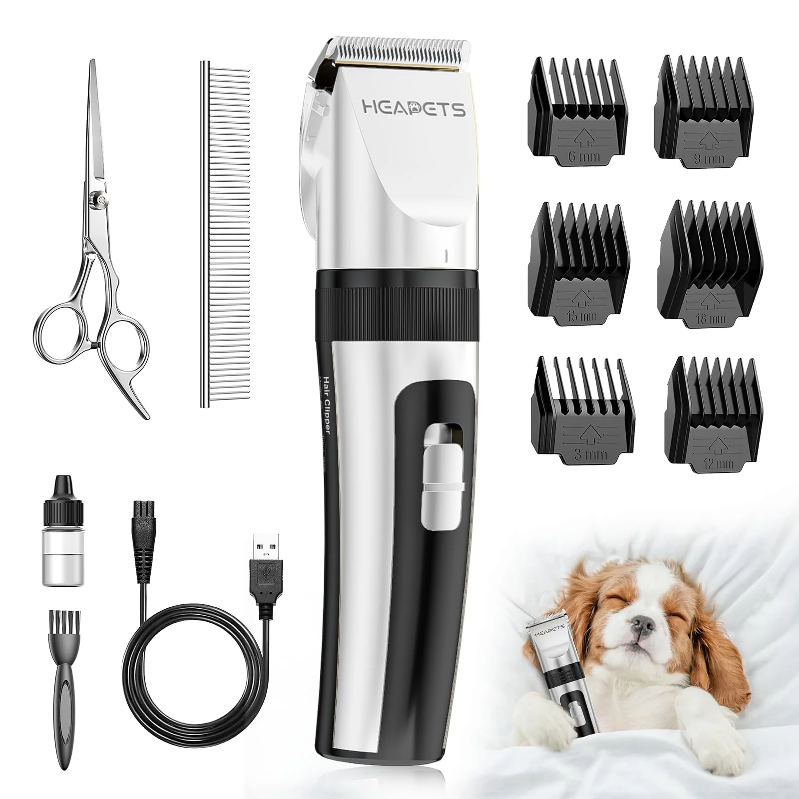 Top-Quality HEAPETS Dog Grooming Clippers – Low Noise Cordless Adjustable Length Smooth