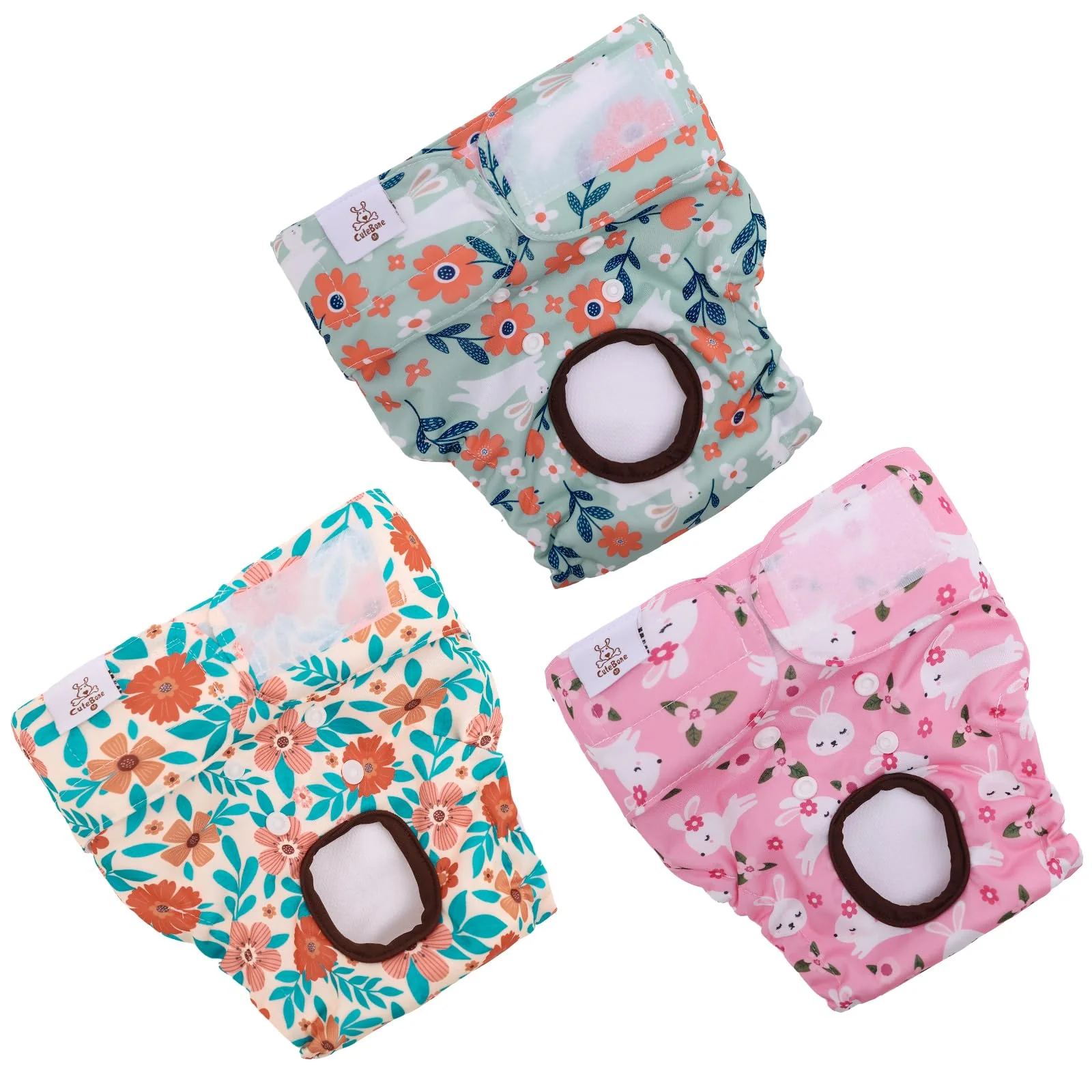 Carefully Designed CuteBone Dog Diapers Female Washable – Small Medium Large 3 Pack Reusable Puppy Period Pants Efficient